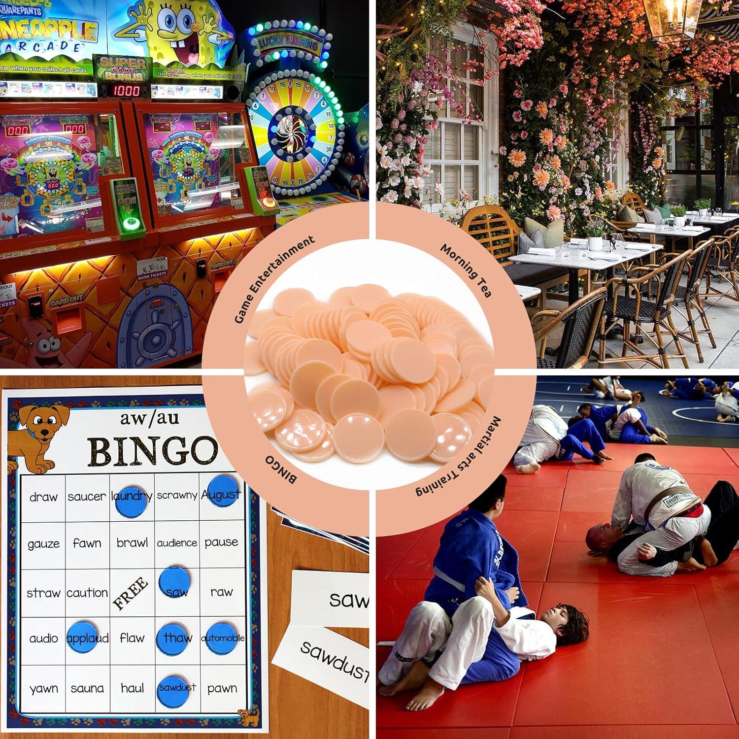 Juego de 100 Fichas de Plástico Durazno 25 mm para Aprendizaje