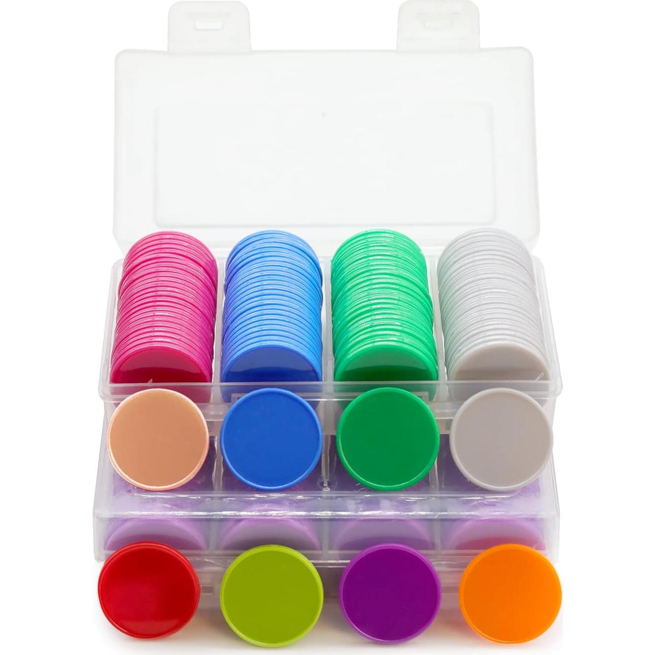 Juego de 100 Fichas de Plástico Durazno 25 mm para Aprendizaje