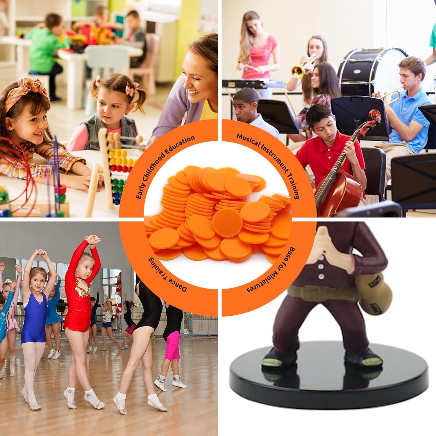 Juego de 100 Fichas de Plástico Naranja para Aprendizaje