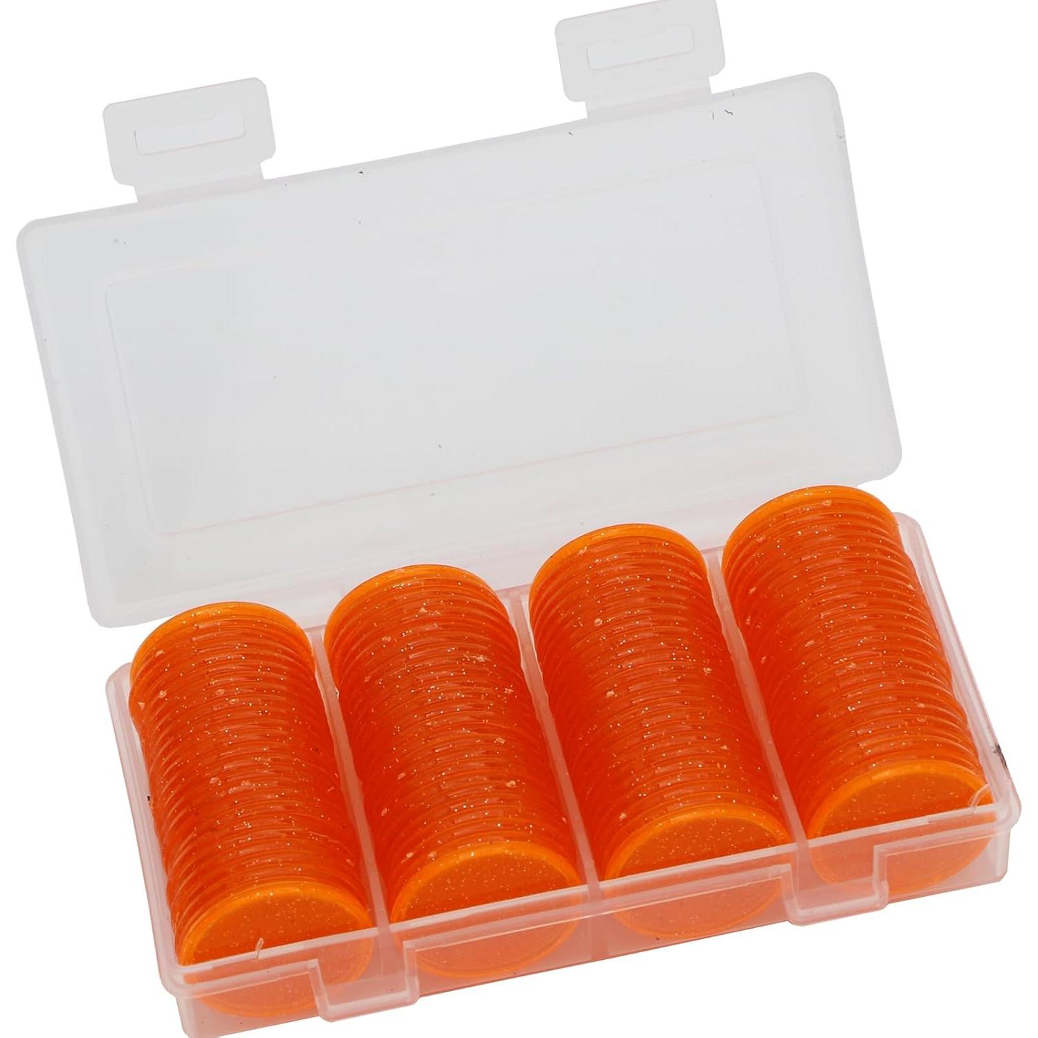 Juego de 100 Fichas de Plástico Naranja Estrellado 25 mm