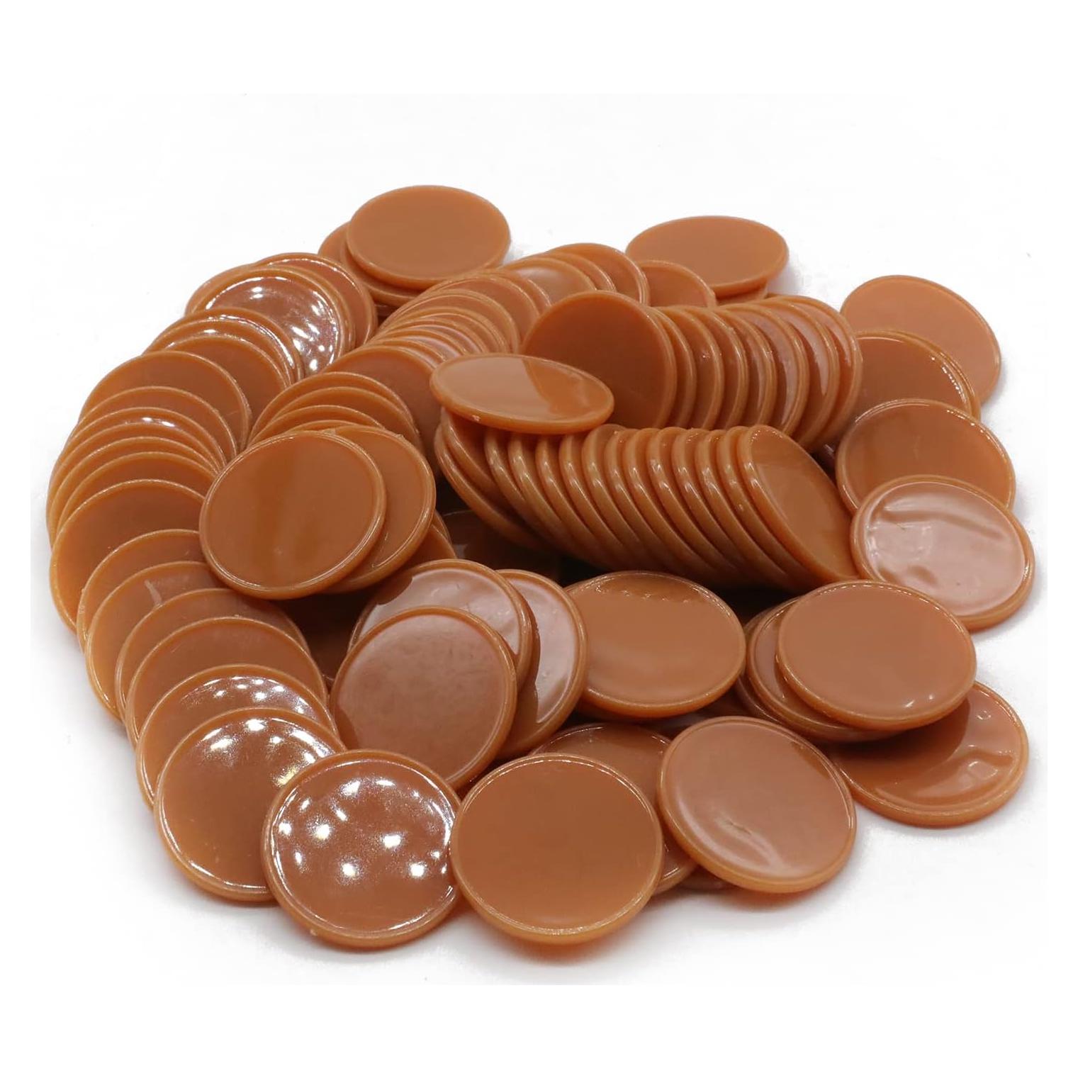 Juego de 100 Fichas de Plástico para Póker Chocolate 25 mm