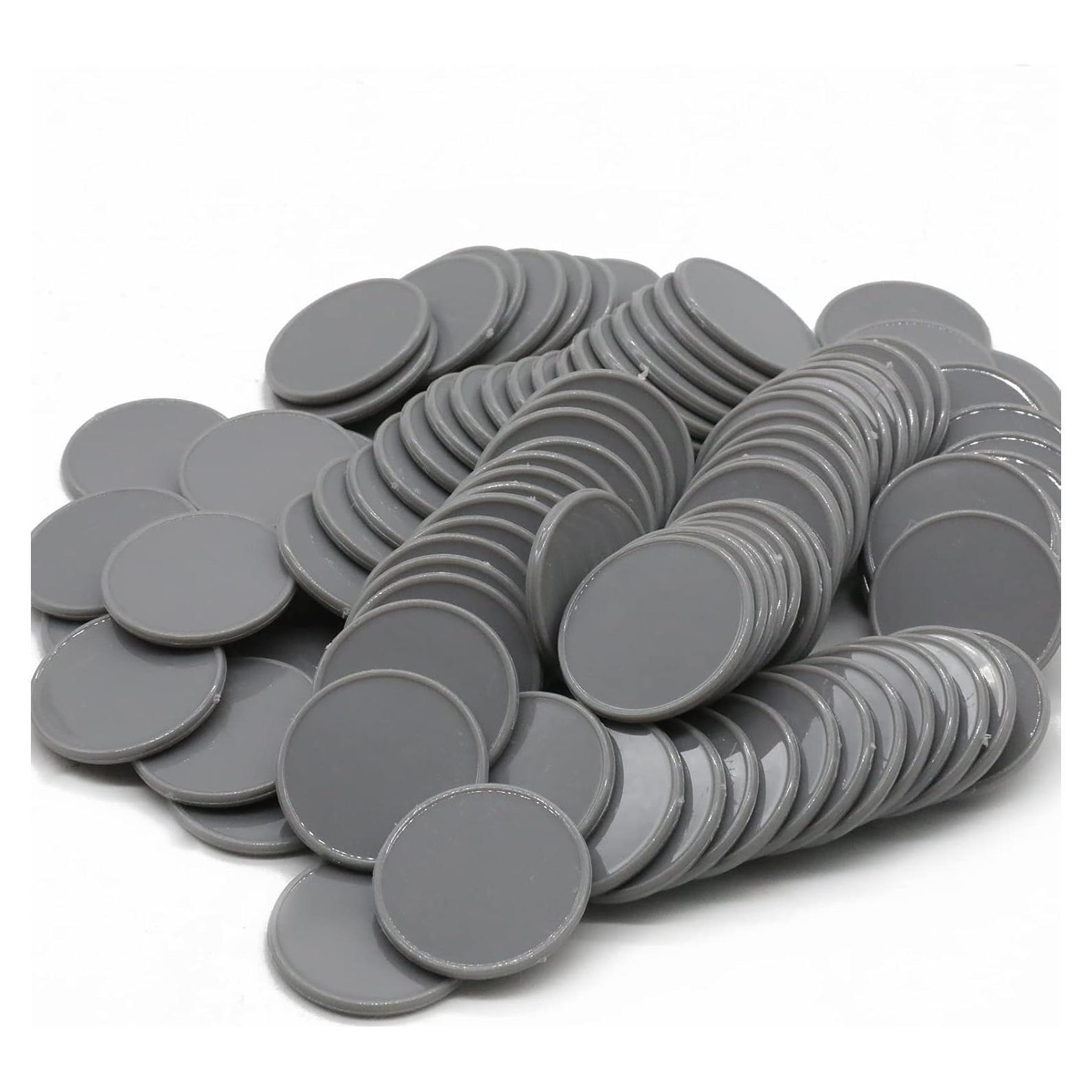 Juego de 100 Fichas de Plástico para Aprendizaje Gris 25 mm