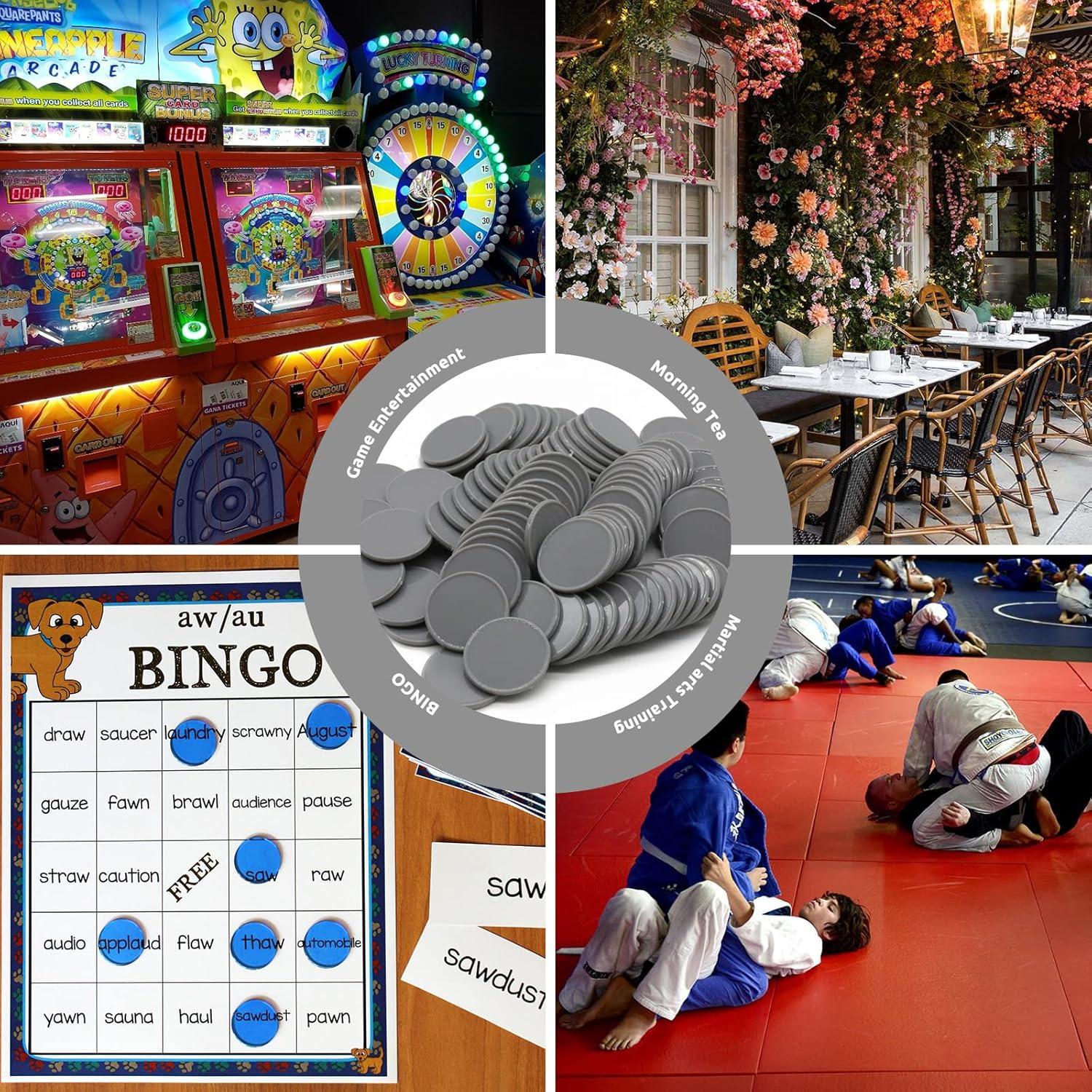 Juego de 100 Fichas de Plástico para Aprendizaje Gris 25 mm