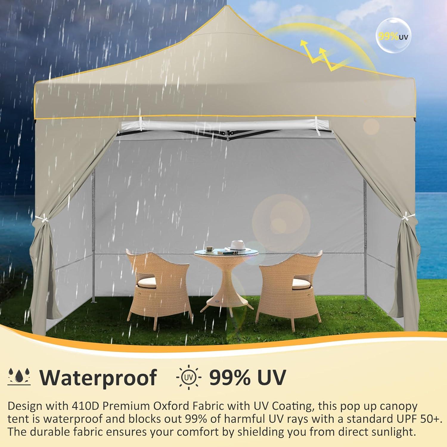 Carpa Plegable 10x10 Tooluck Impermeable UPF 50+ Caqui