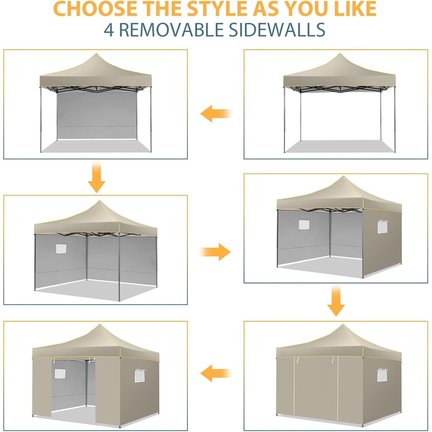 Carpa Plegable 10x10 Tooluck Impermeable UPF 50+ Caqui