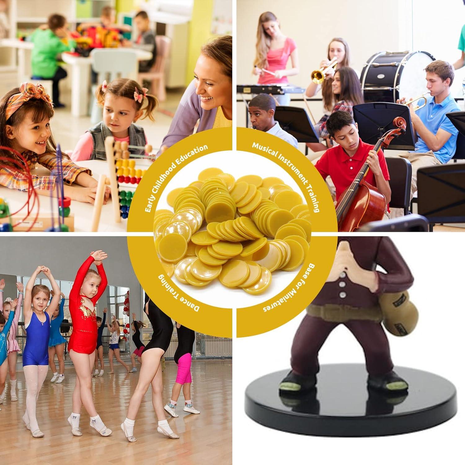 Juego de 100 Fichas de Plástico Mostaza 25 mm para Aprendizaje