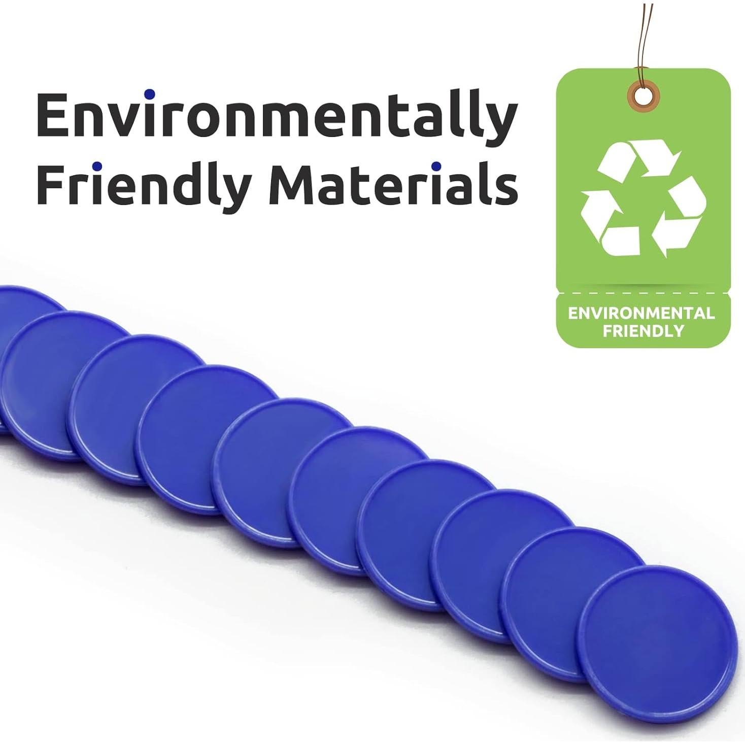 Juego de 100 Fichas de Plástico Azul para Aprendizaje 25 mm