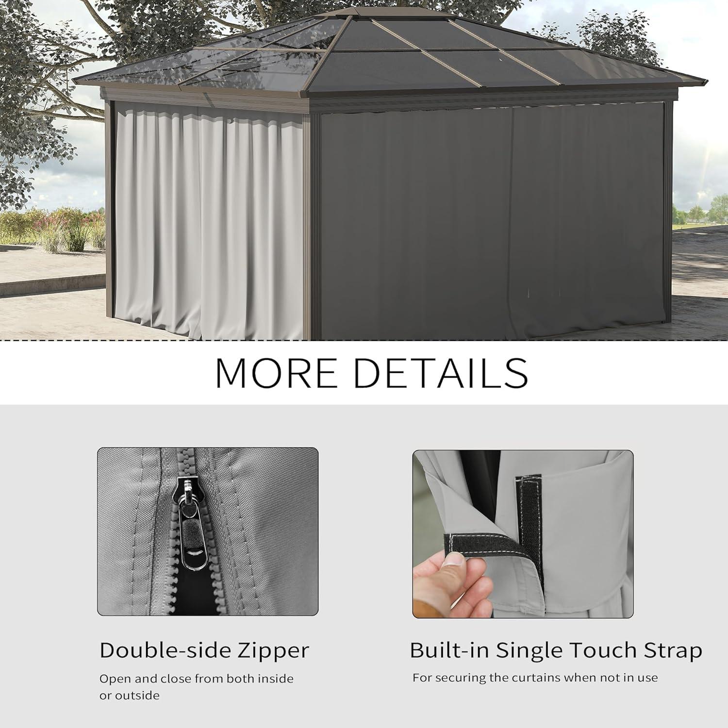 Cortinas Universales para Gazebo Outsunny 3.71 kg Gris Claro