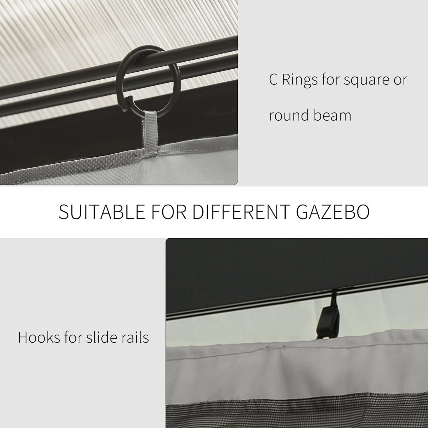 Cortinas Universales para Gazebo Outsunny 3.71 kg Gris Claro