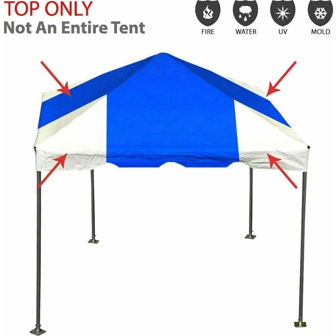 Carpa Superior 10x10 Pies TentandTable Vinilo 16oz Azul/Blanco