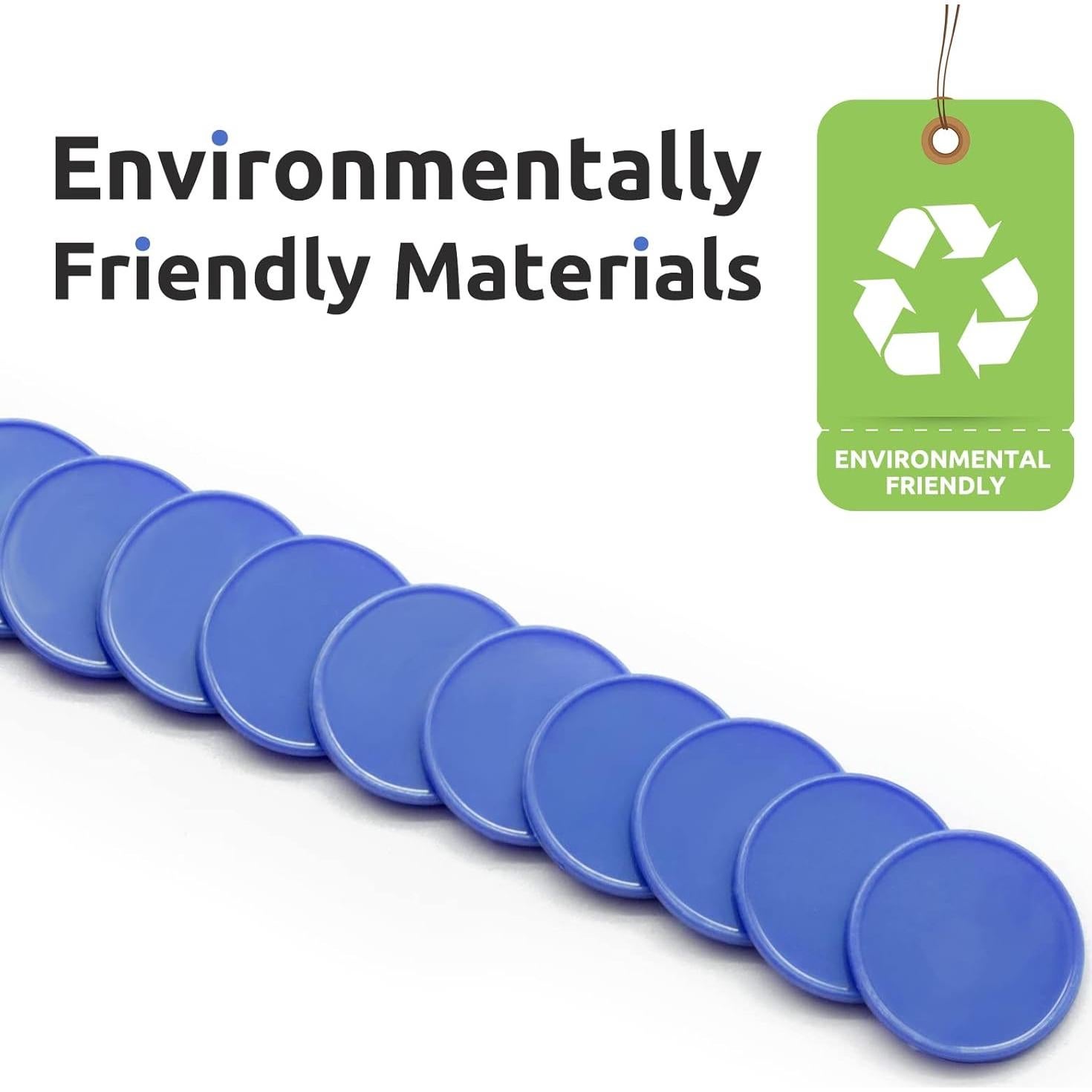 Juego de 100 Fichas de Plástico Azul Real 25 mm para Aprendizaje