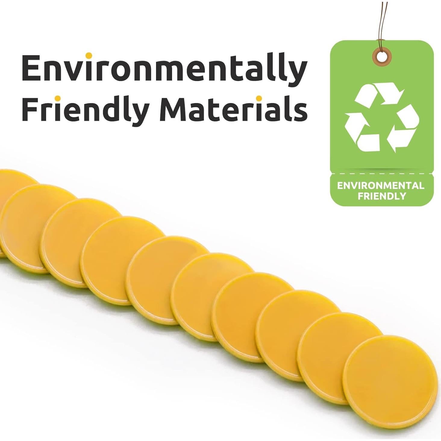 Juego de 100 Fichas de Plástico Amarillo 25 mm para Aprendizaje