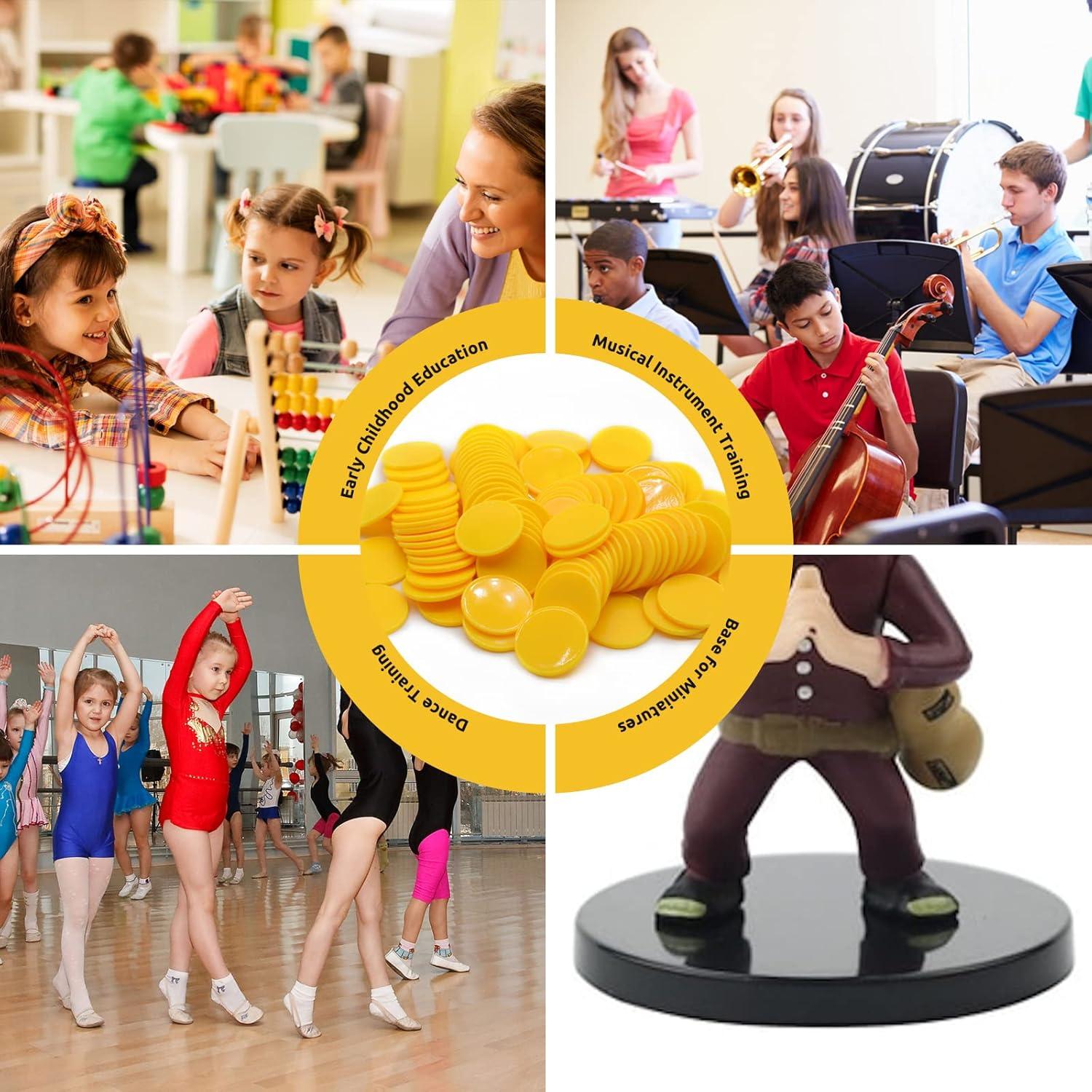 Juego de 100 Fichas de Plástico Amarillo 25 mm para Aprendizaje