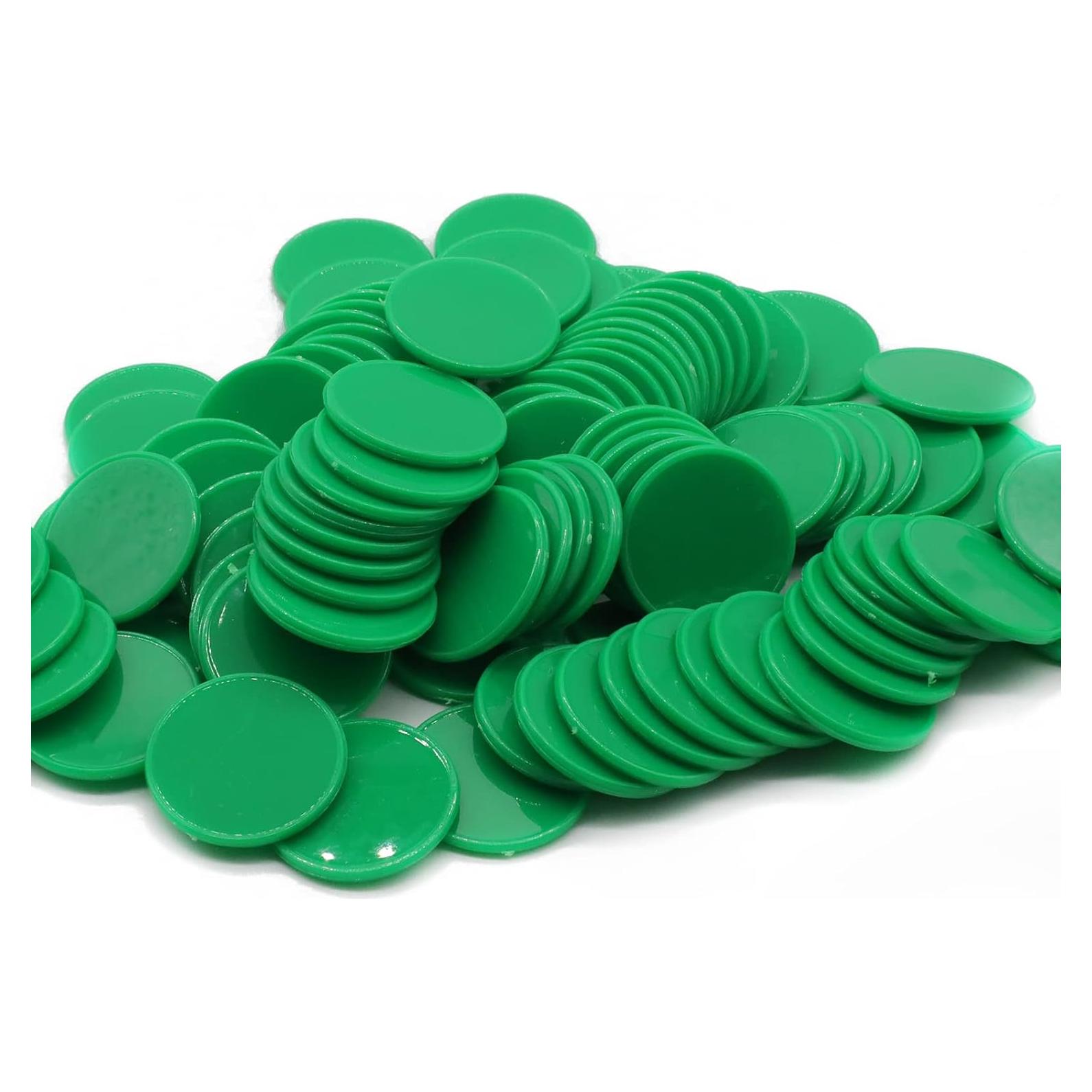 Juego de 100 Fichas de Plástico Verde para Aprendizaje 25 mm