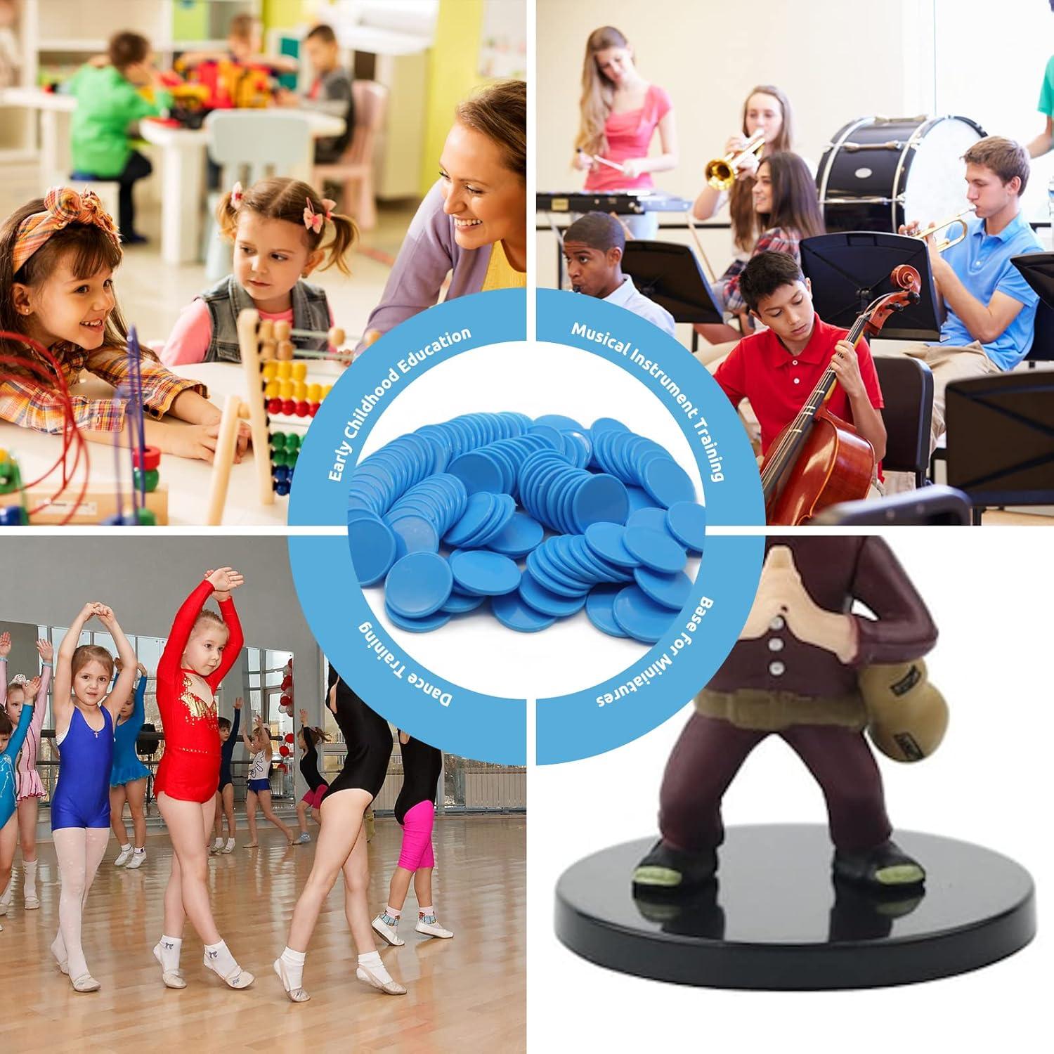 Juego de 100 Fichas de Plástico para Aprendizaje Azul 25 mm