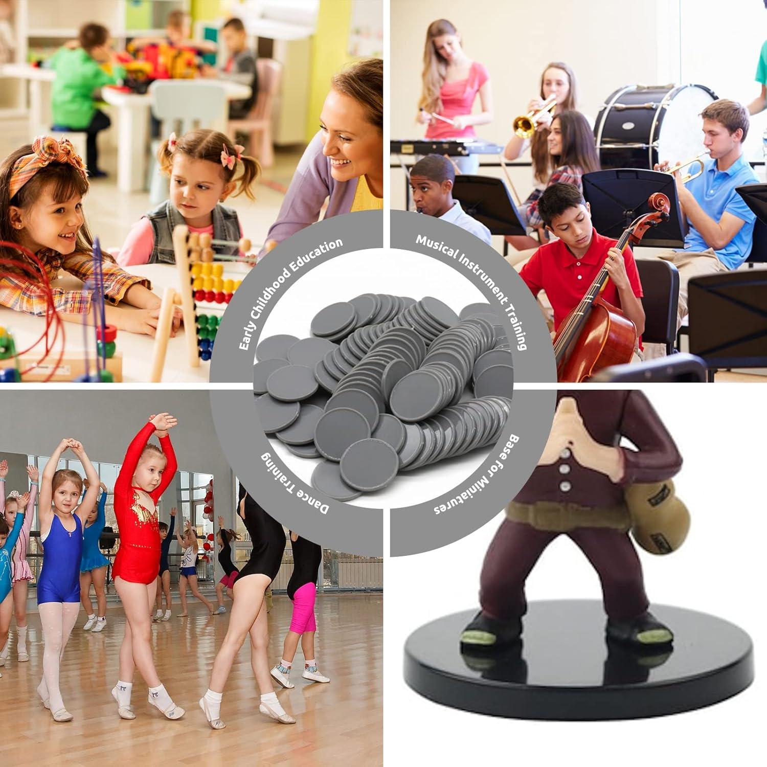 Juego de 100 Fichas de Plástico para Aprendizaje 25 mm Gris