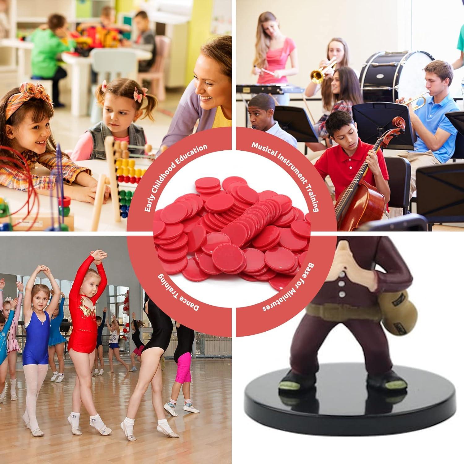 Juego de 100 Fichas de Plástico Rojo para Aprendizaje 25 mm