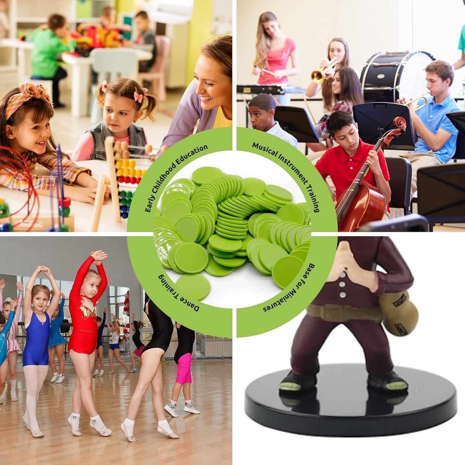 Juego de 100 Fichas de Plástico Verde Césped 25 mm