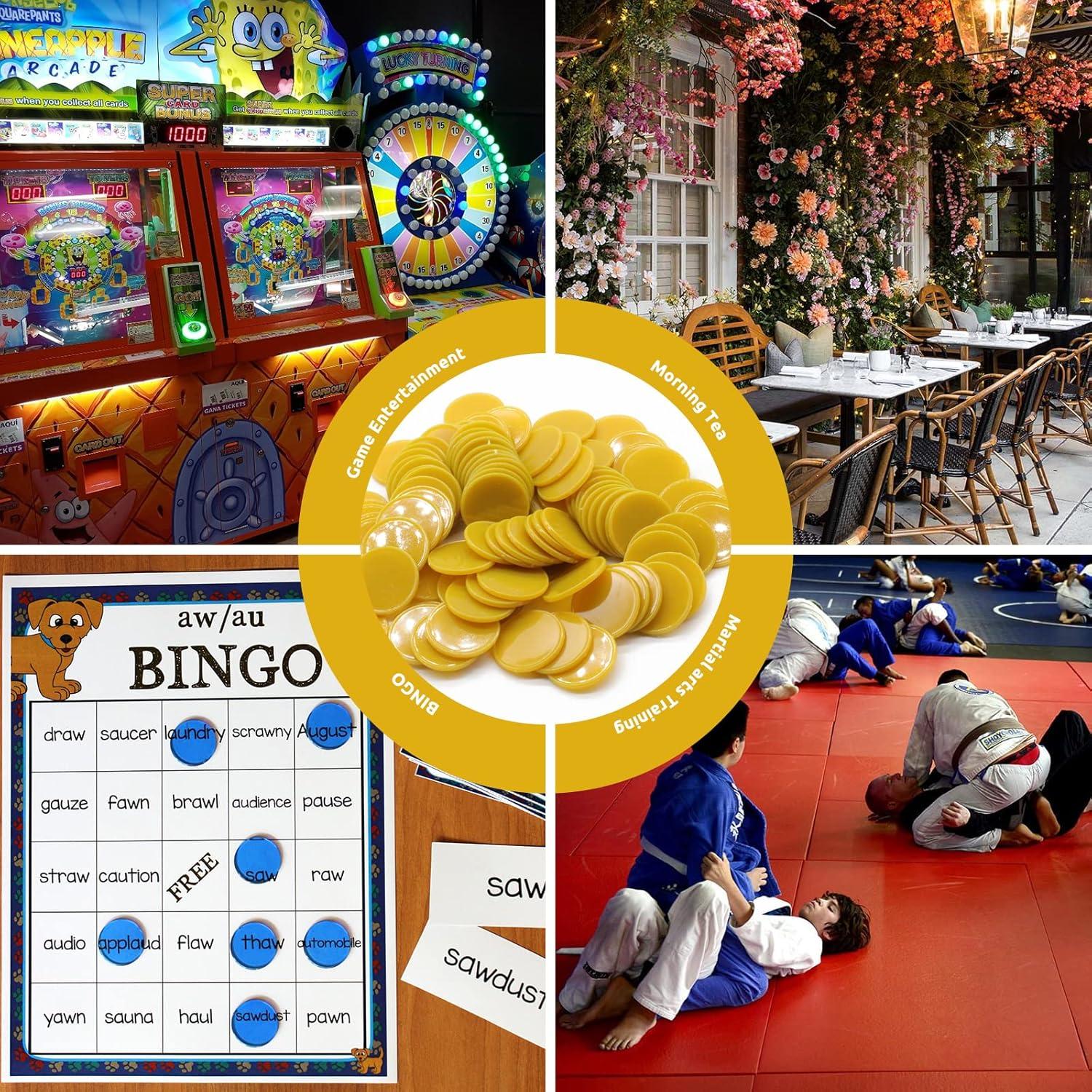 Juego de 100 Fichas de Plástico Mostaza para Aprendizaje