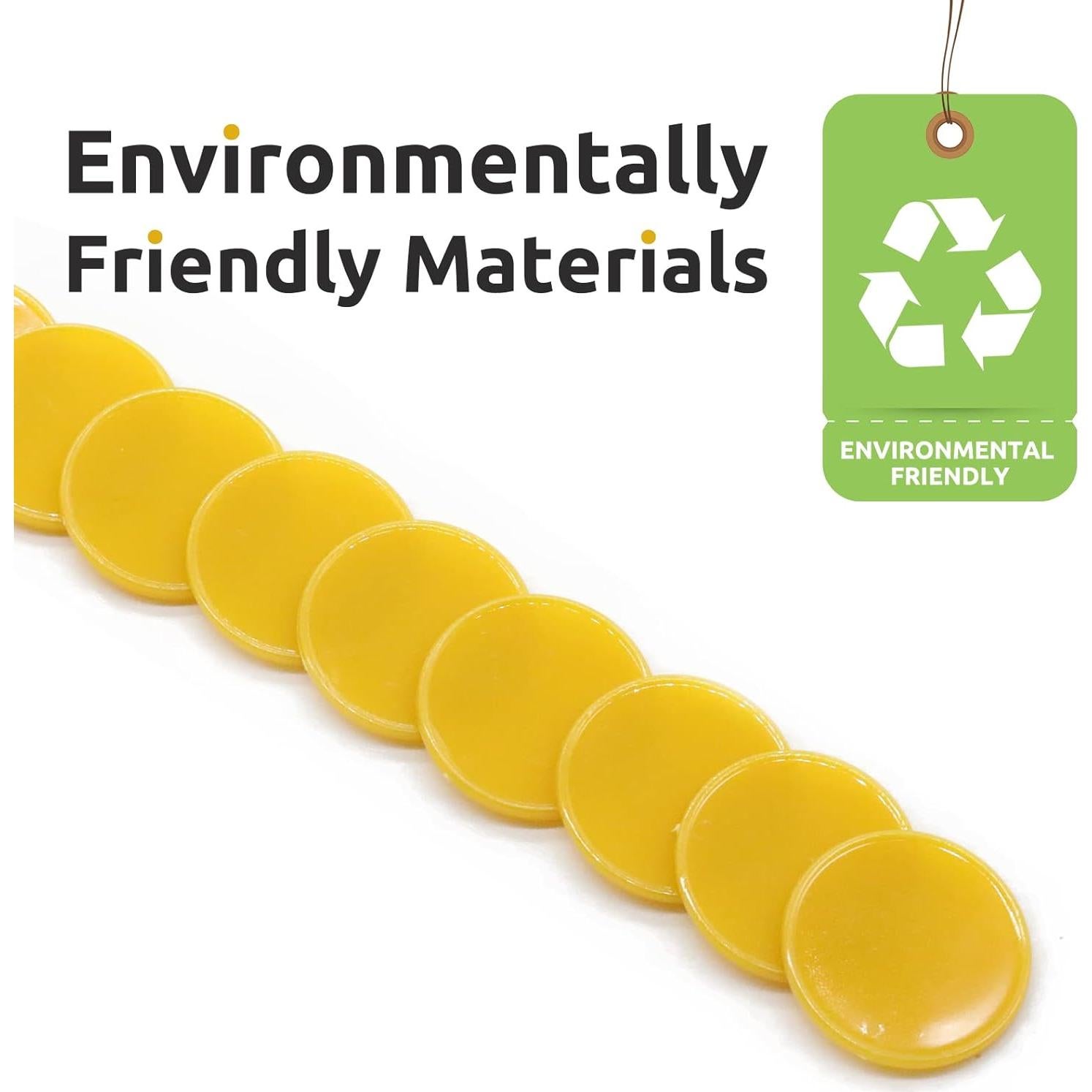 Juego de 100 Fichas de Plástico Mostaza para Aprendizaje