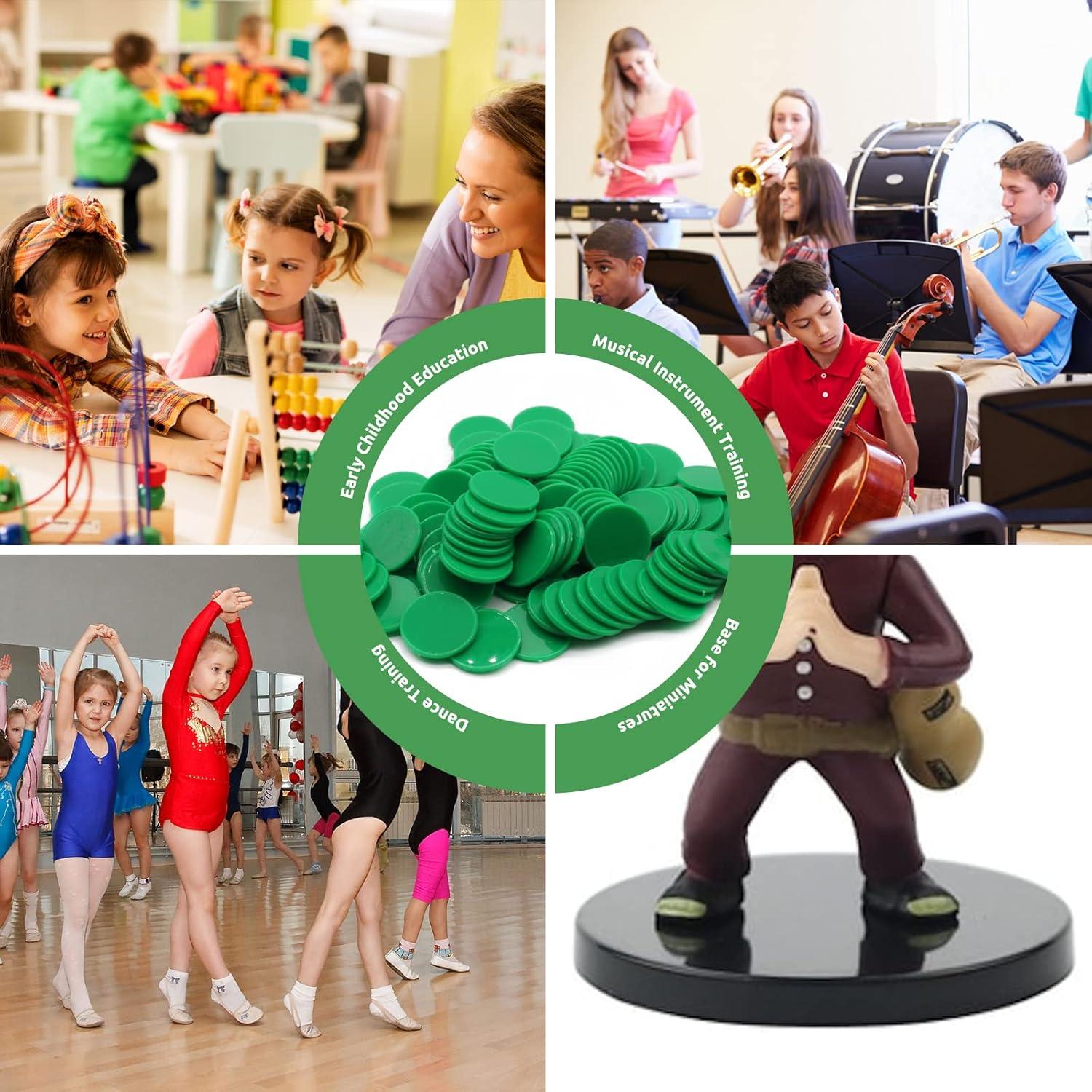 Juego de 100 Fichas de Plástico Verde para Aprendizaje