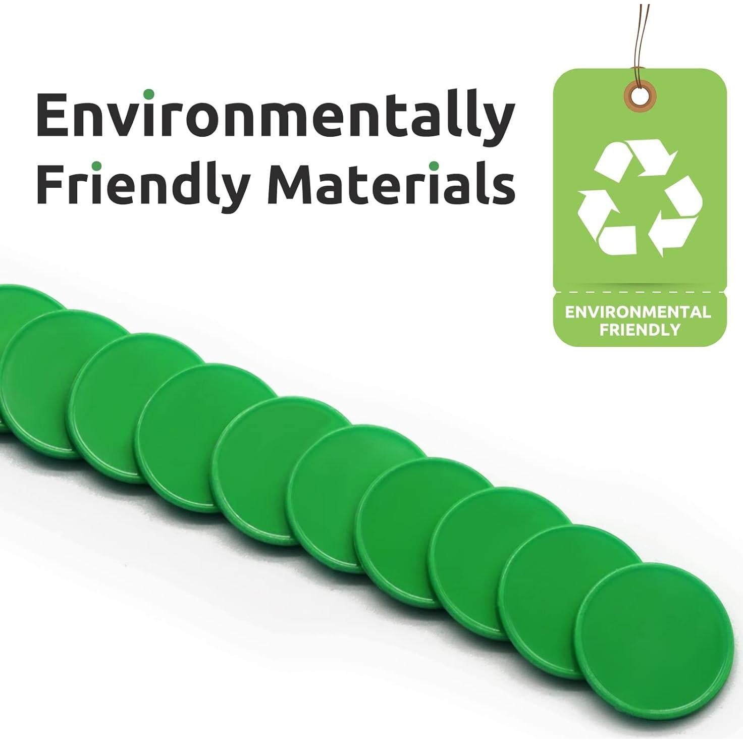 Juego de 100 Fichas de Plástico Verde para Aprendizaje