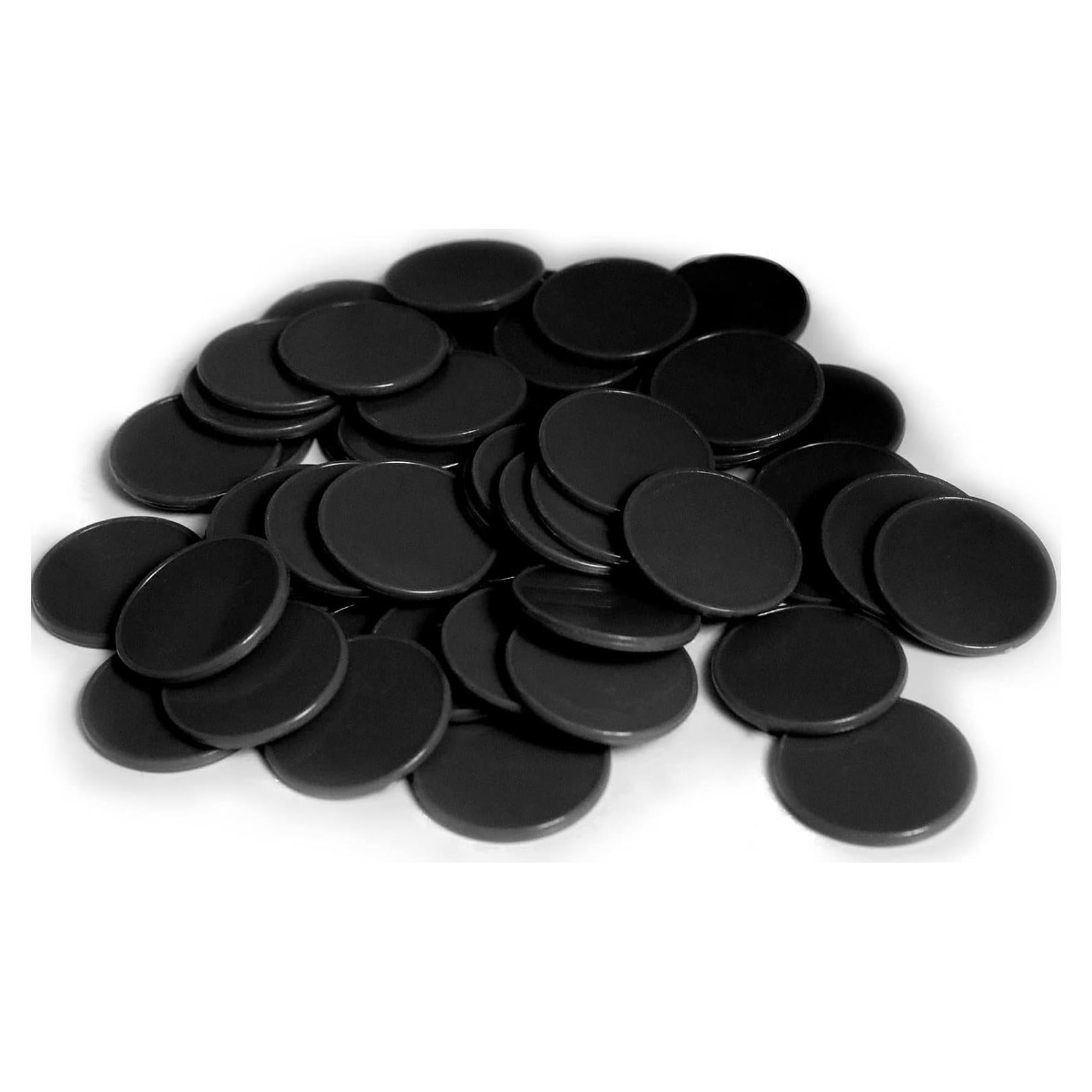 Juego de 100 fichas de plástico negro 25 mm con caja
