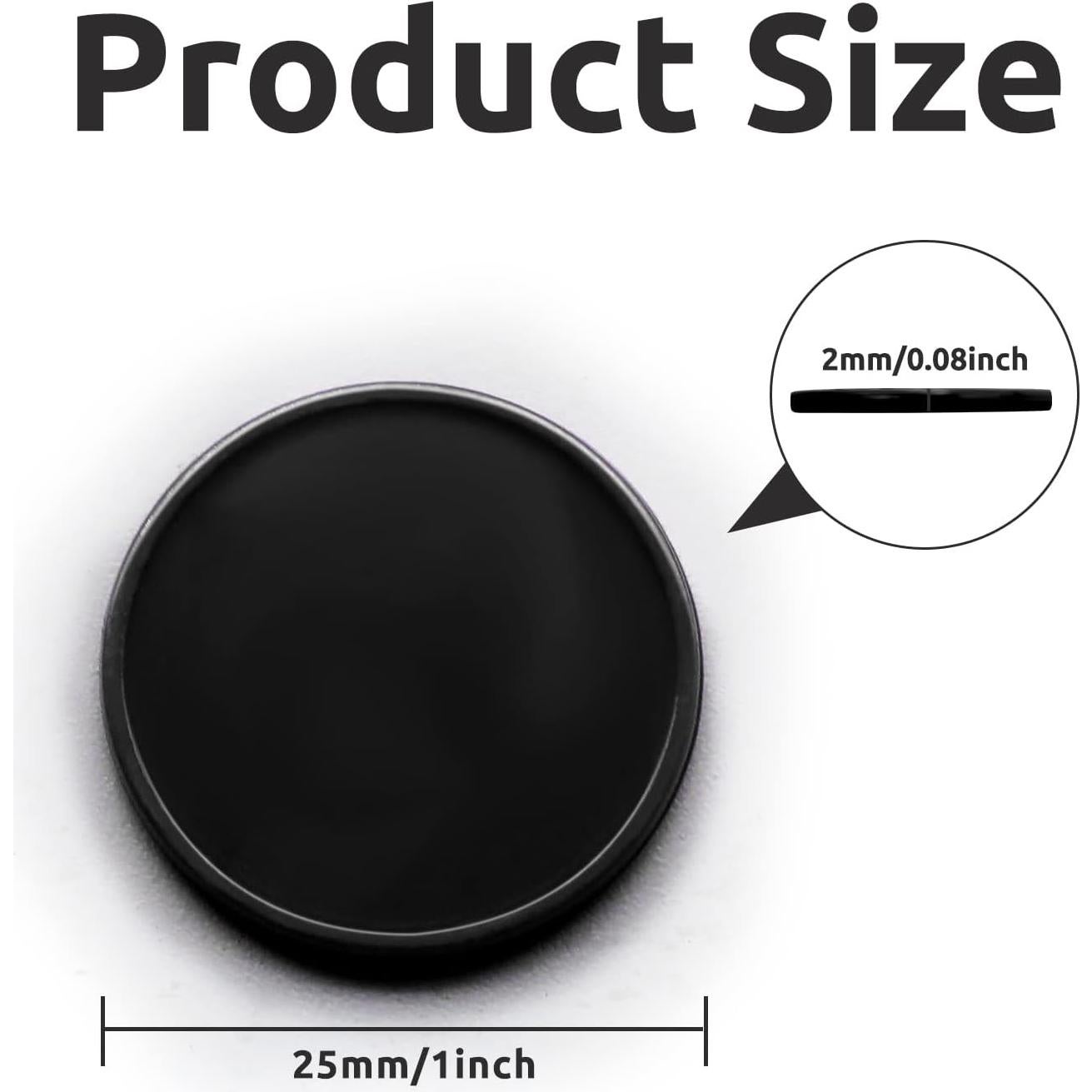 Juego de 100 fichas de plástico negro 25 mm con caja