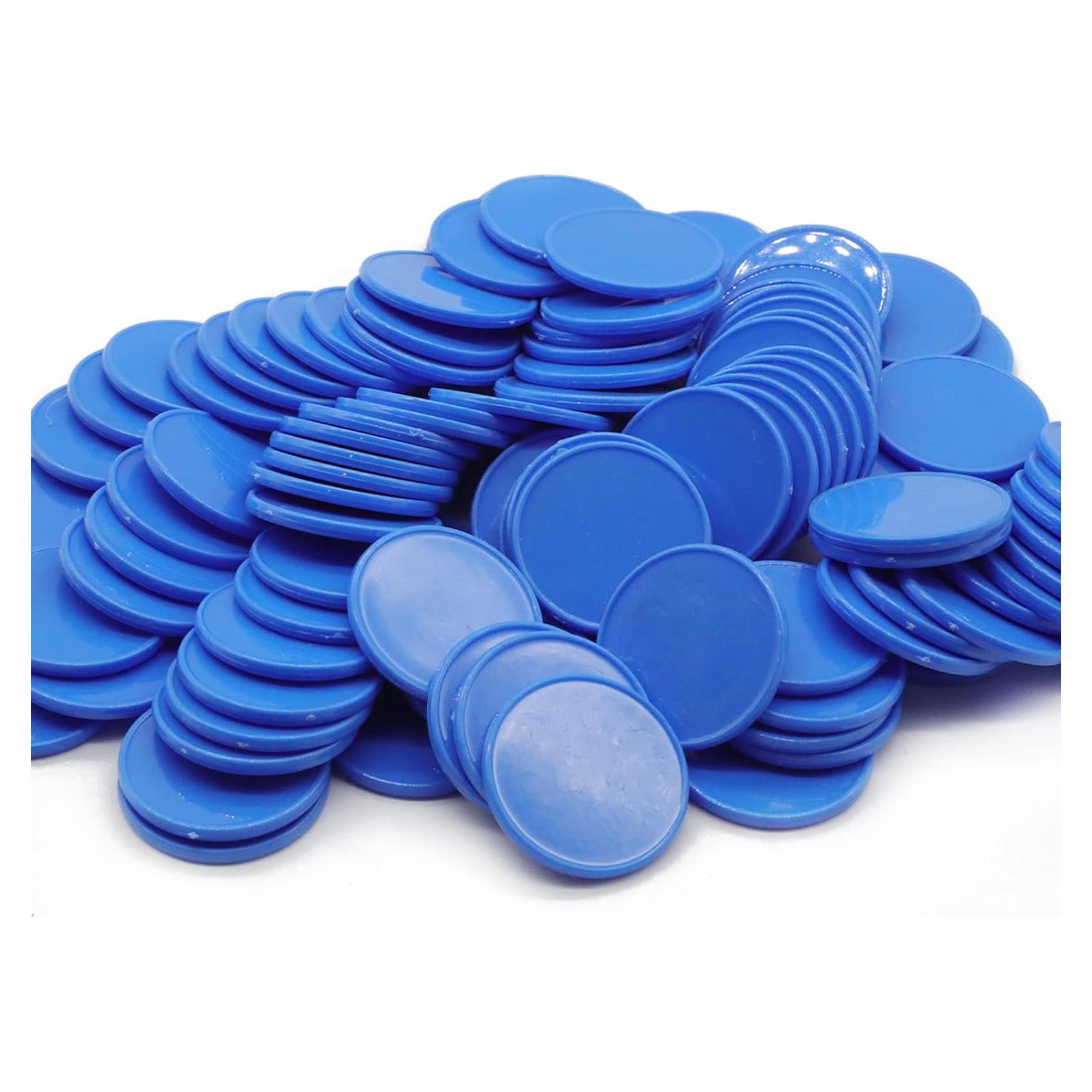 Juego de 100 Fichas de Plástico Azul Real 25 mm para Aprendizaje