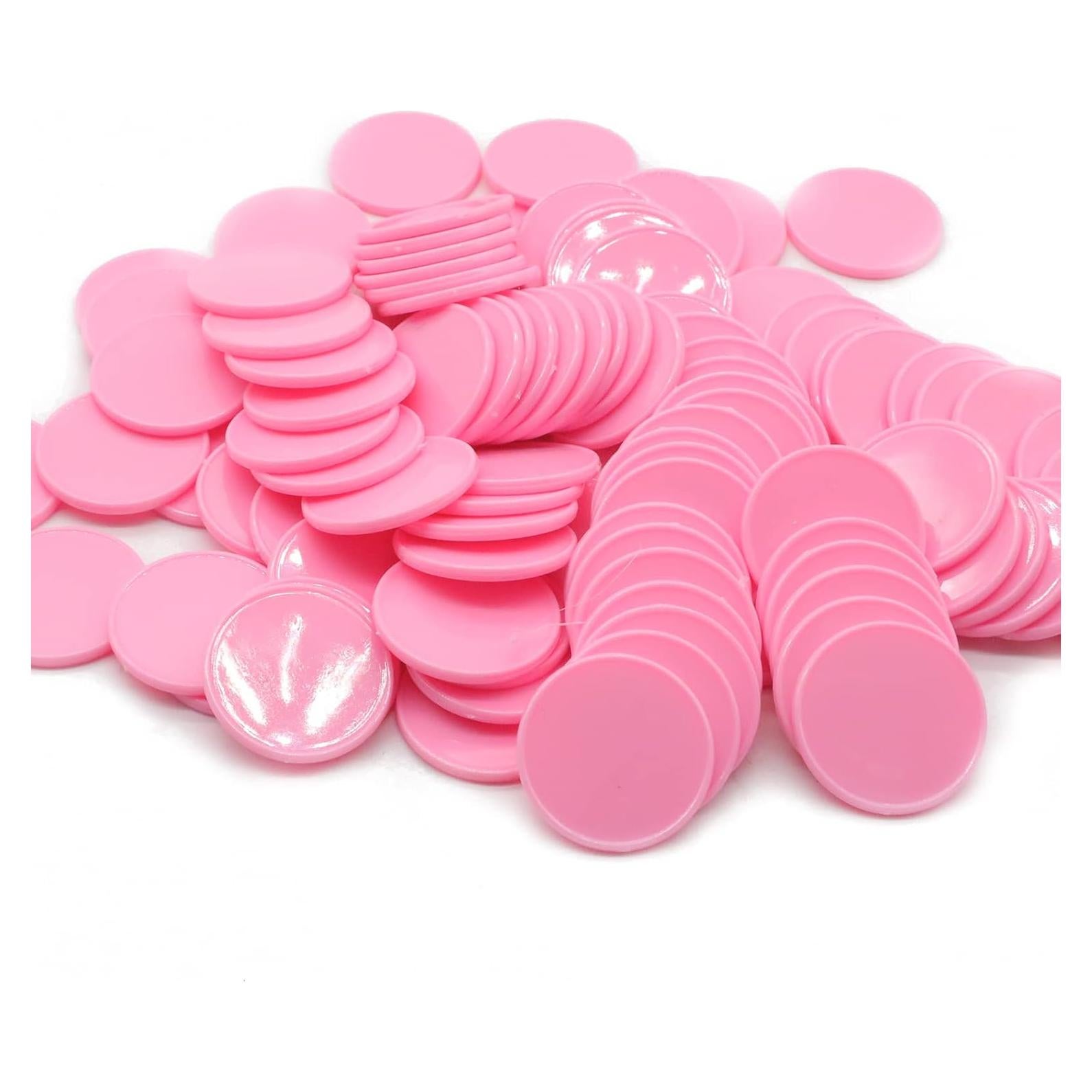 Juego de 100 Fichas de Plástico Rosa para Aprendizaje 25 mm