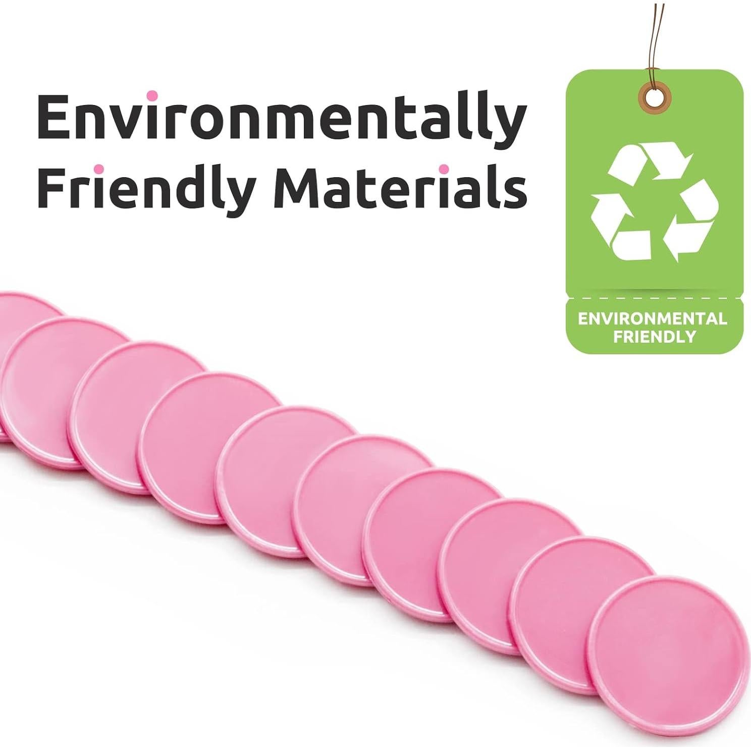 Juego de 100 Fichas de Plástico Rosa para Aprendizaje 25 mm