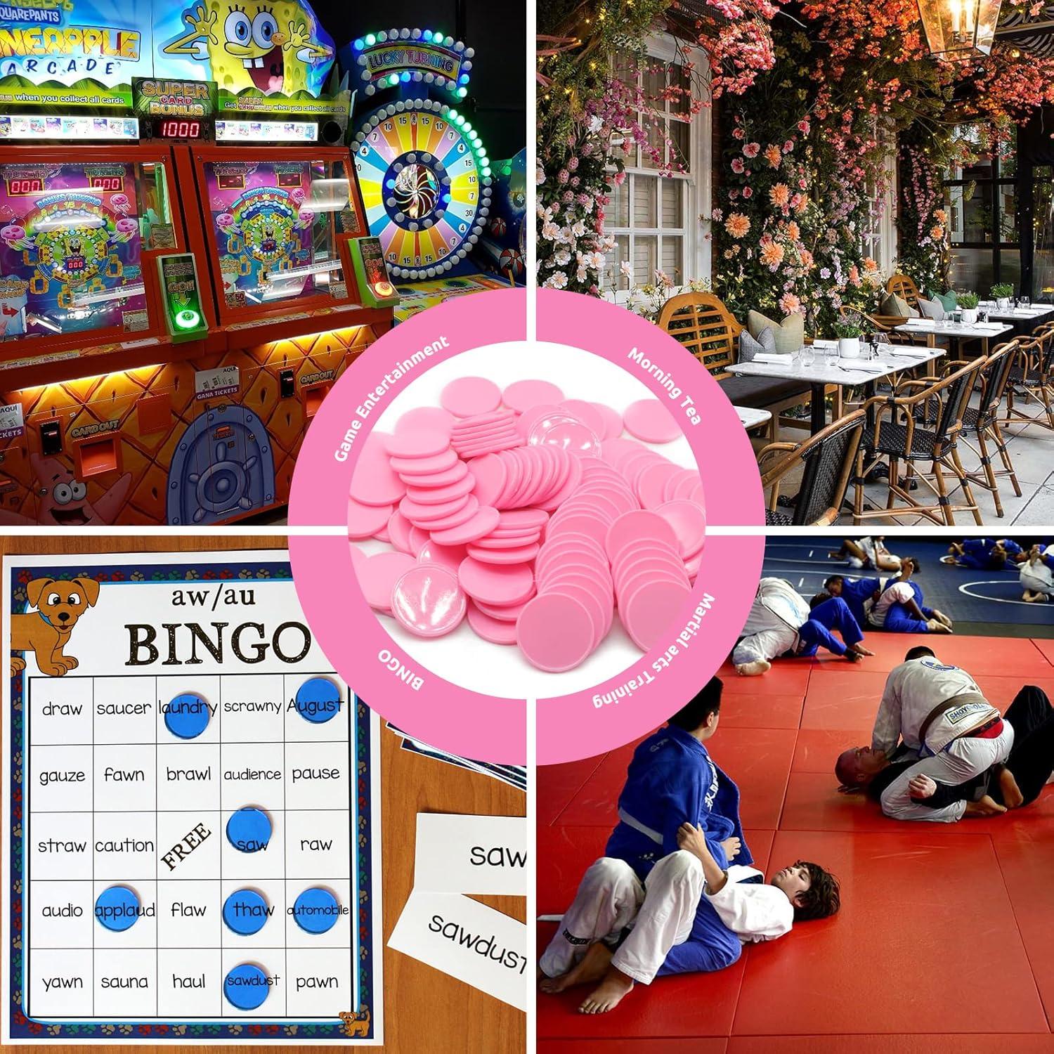 Juego de 100 Fichas de Plástico Rosa para Aprendizaje 25 mm