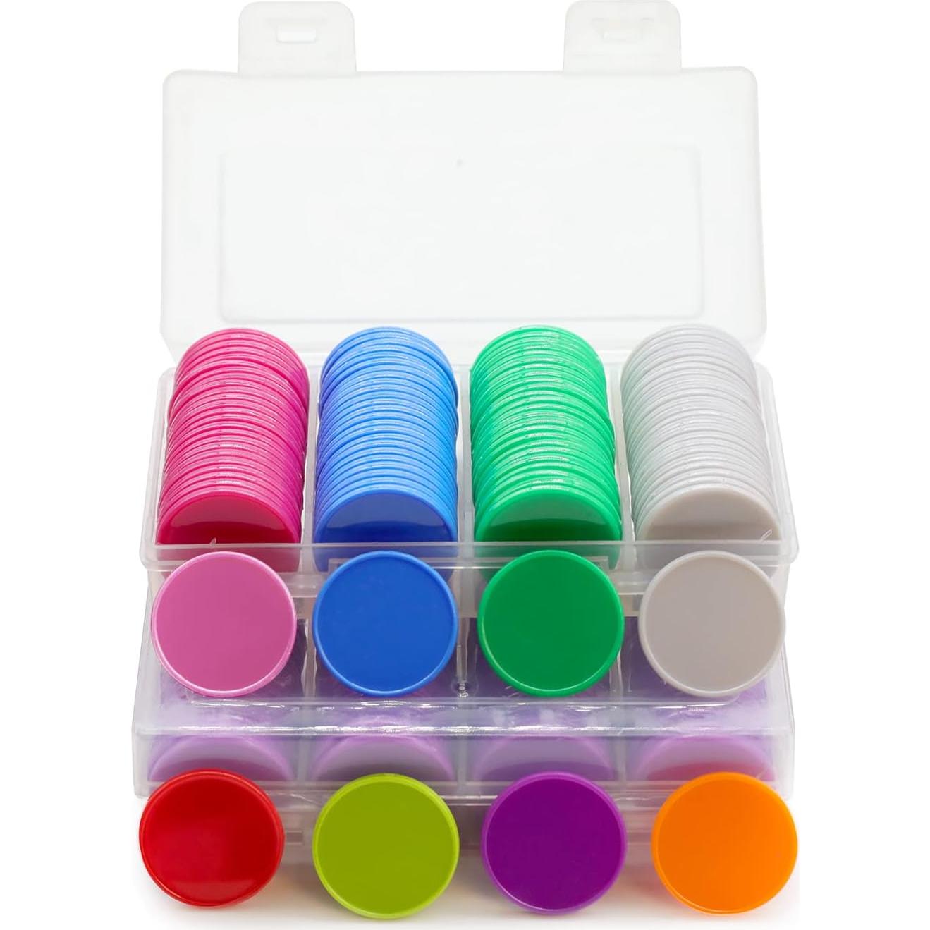 Juego de 100 Fichas de Plástico Rosa para Aprendizaje 25 mm