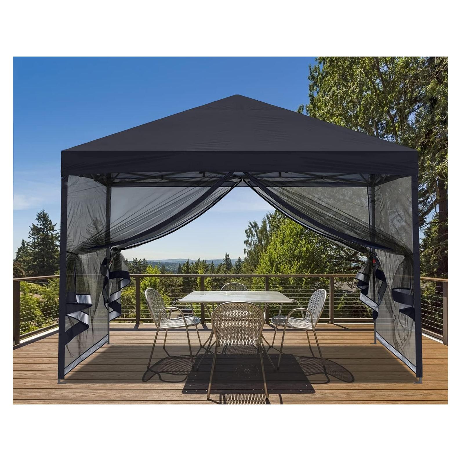 Carpa Plegable MASTERCANOPY 2.44x2.44m Negra con Malla