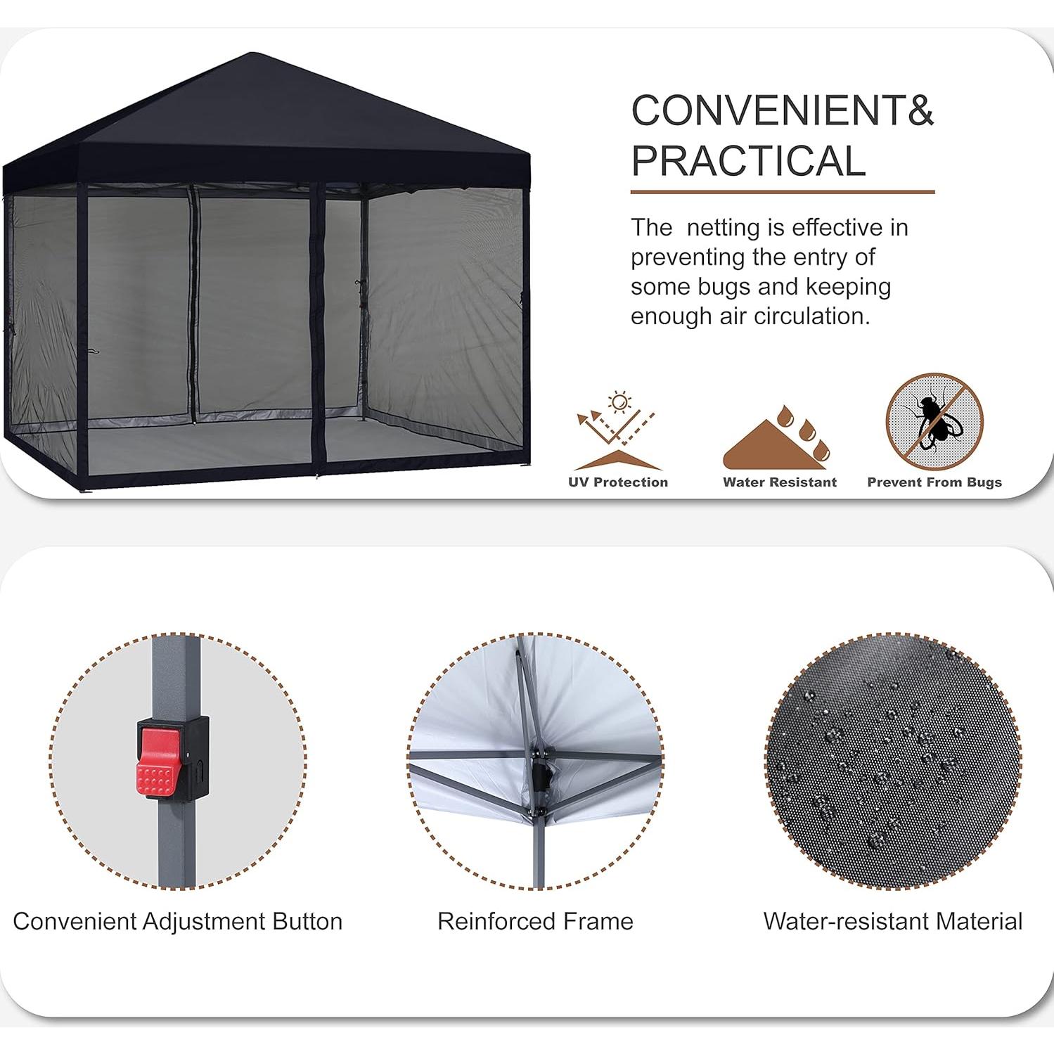 Carpa Plegable MASTERCANOPY 2.44x2.44m Negra con Malla