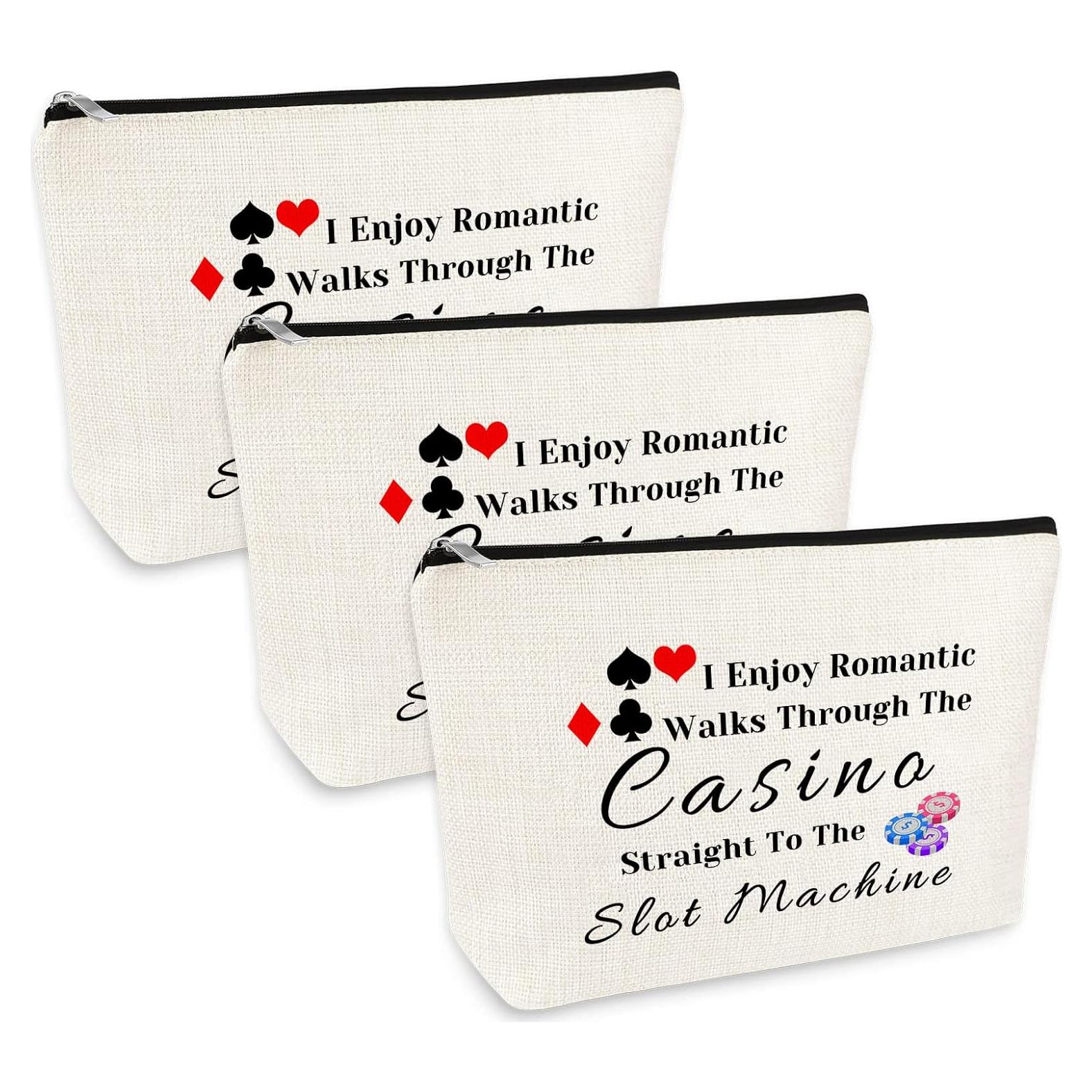 3 Pcs Bolsa de Maquillaje Casino para Mujeres 25x17 cm