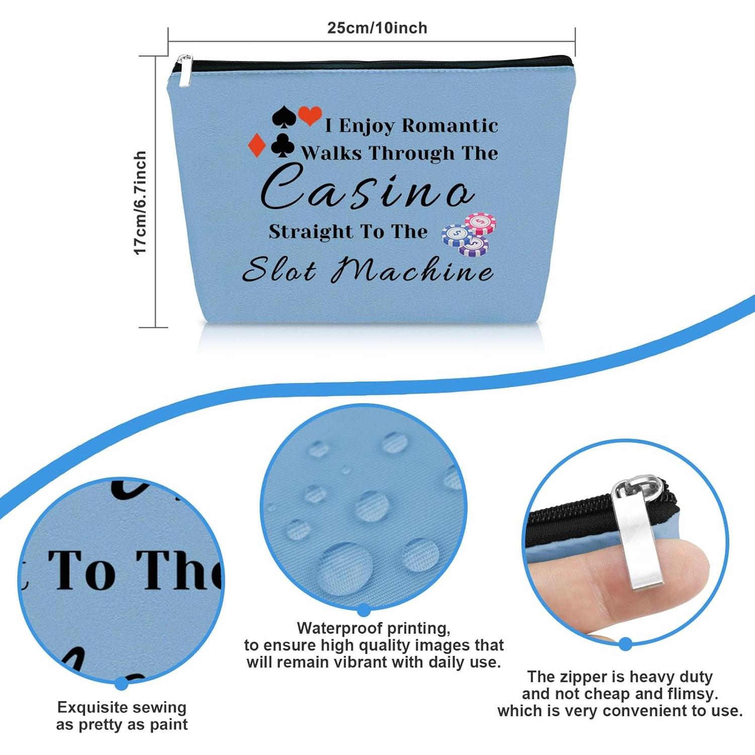 Bolsa de Maquillaje Azul para Jugadoras de Casino 25x17cm