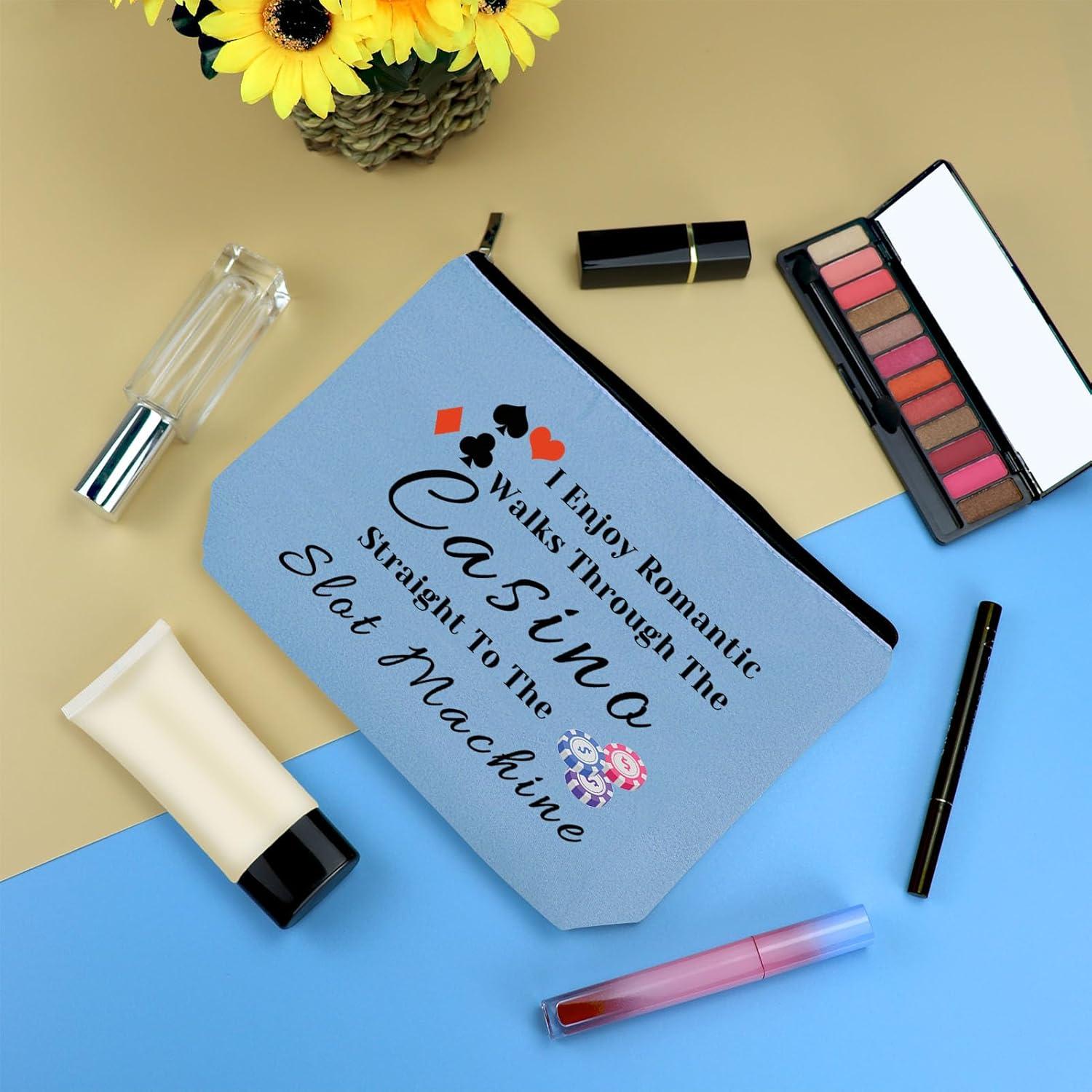 Bolsa de Maquillaje Azul para Jugadoras de Casino 25x17cm