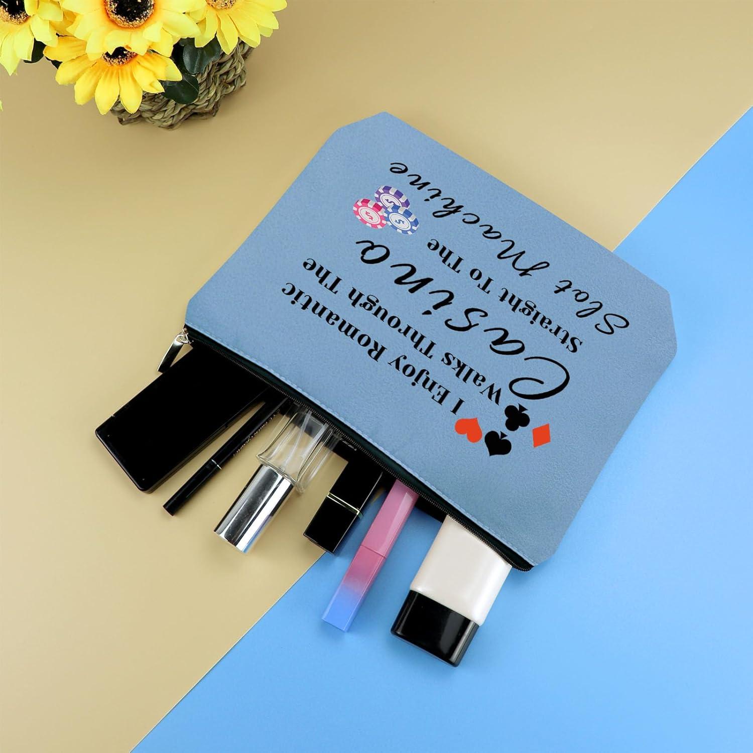 Bolsa de Maquillaje Azul para Jugadoras de Casino 25x17cm