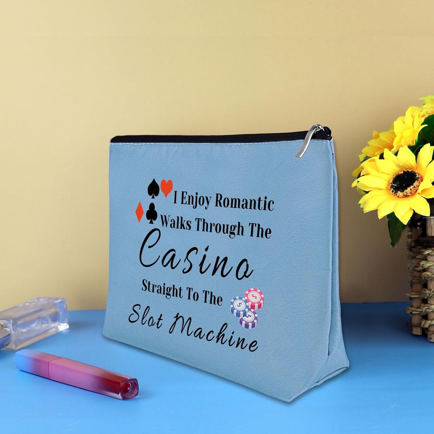 Bolsa de Maquillaje Azul para Jugadoras de Casino 25x17cm