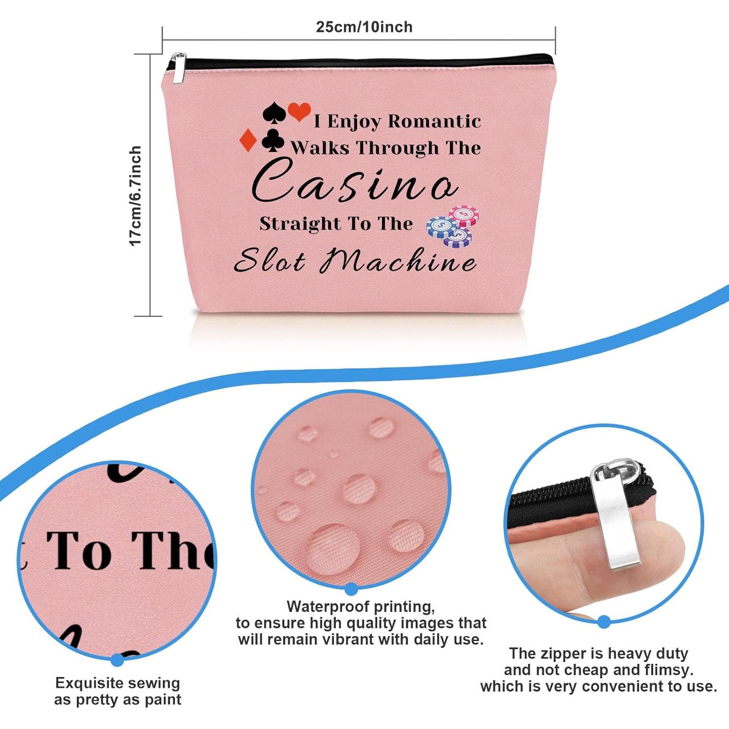 Bolsa de Maquillaje Rosa para Jugadoras de Casino 25x17cm