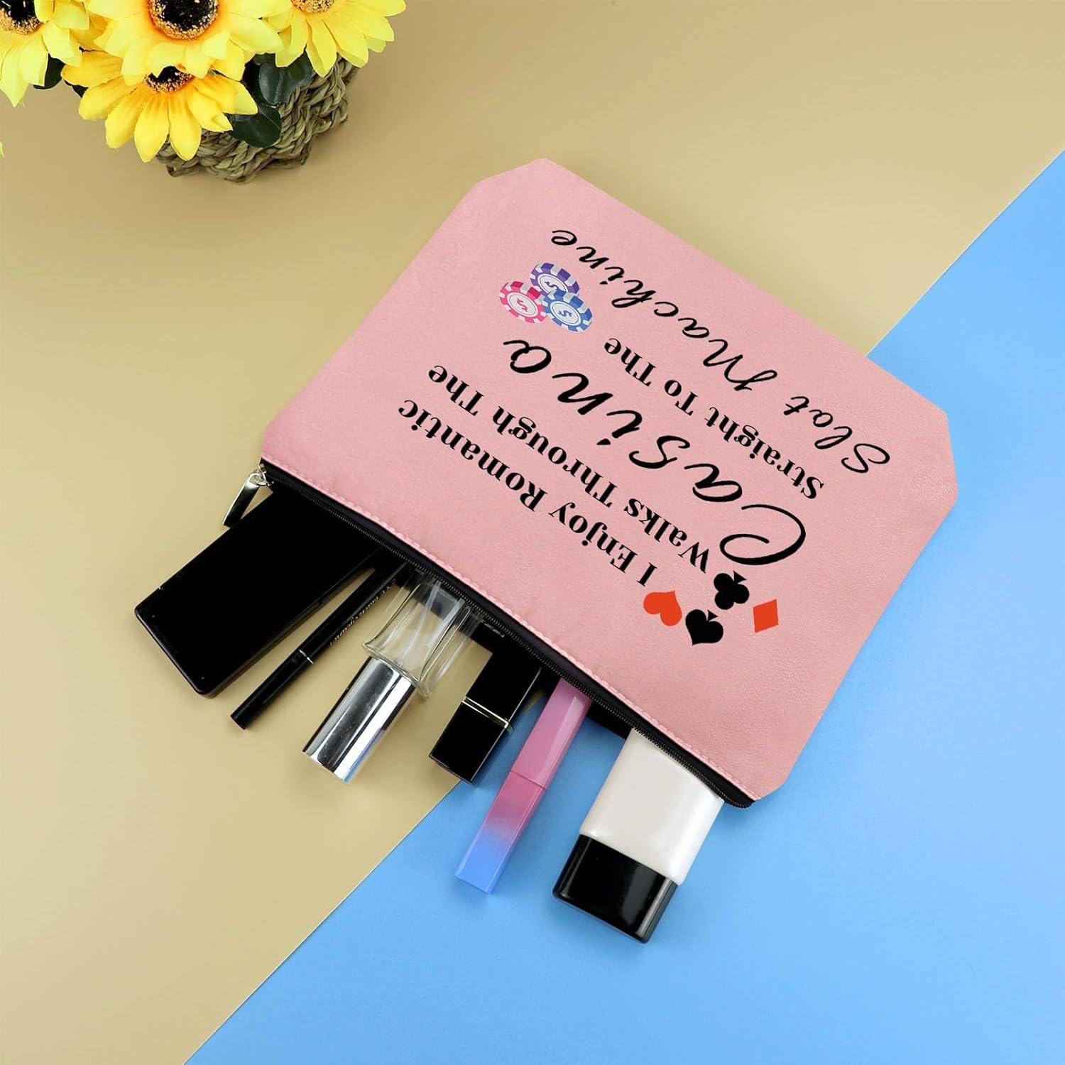 Bolsa de Maquillaje Rosa para Jugadoras de Casino 25x17cm