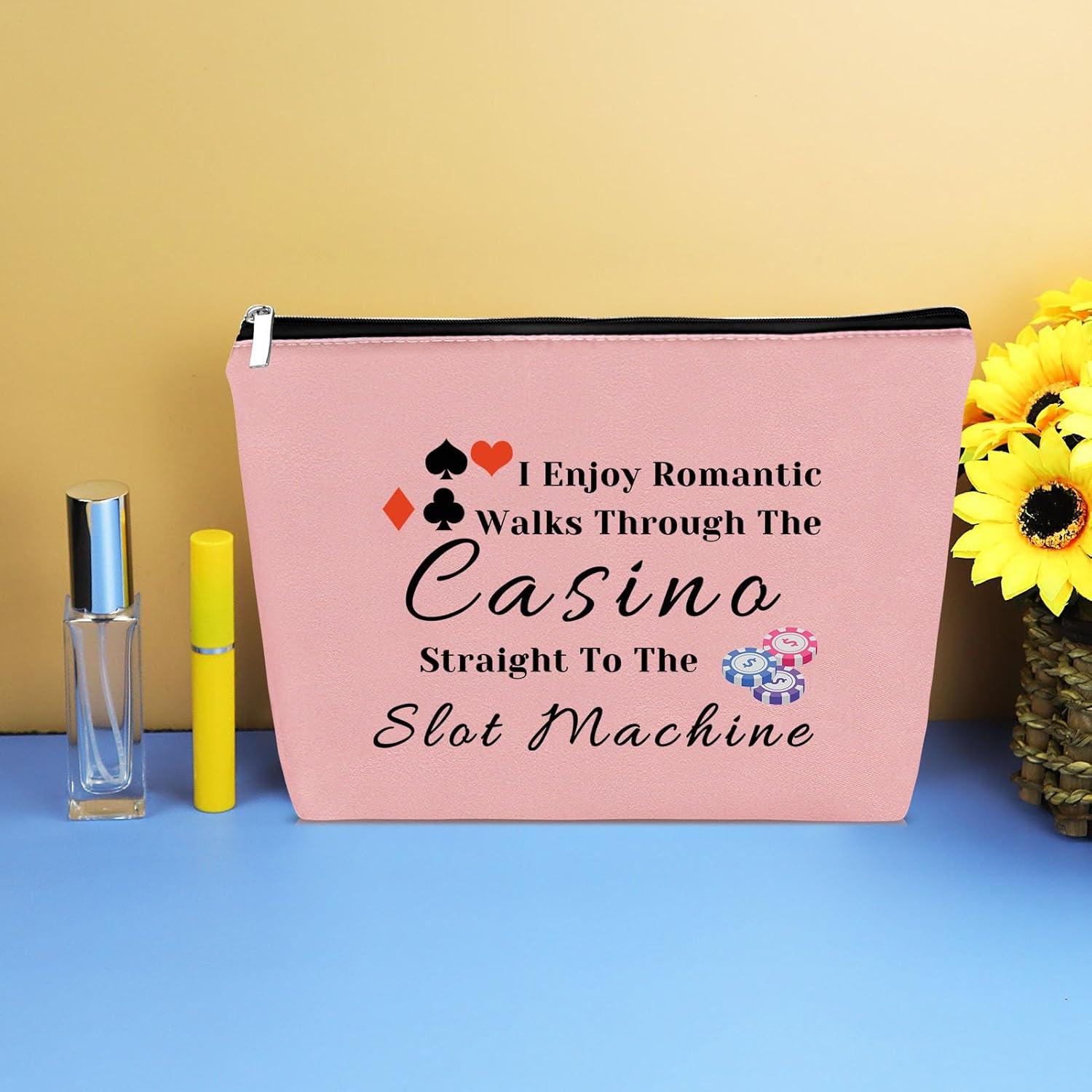 Bolsa de Maquillaje Rosa para Jugadoras de Casino 25x17cm