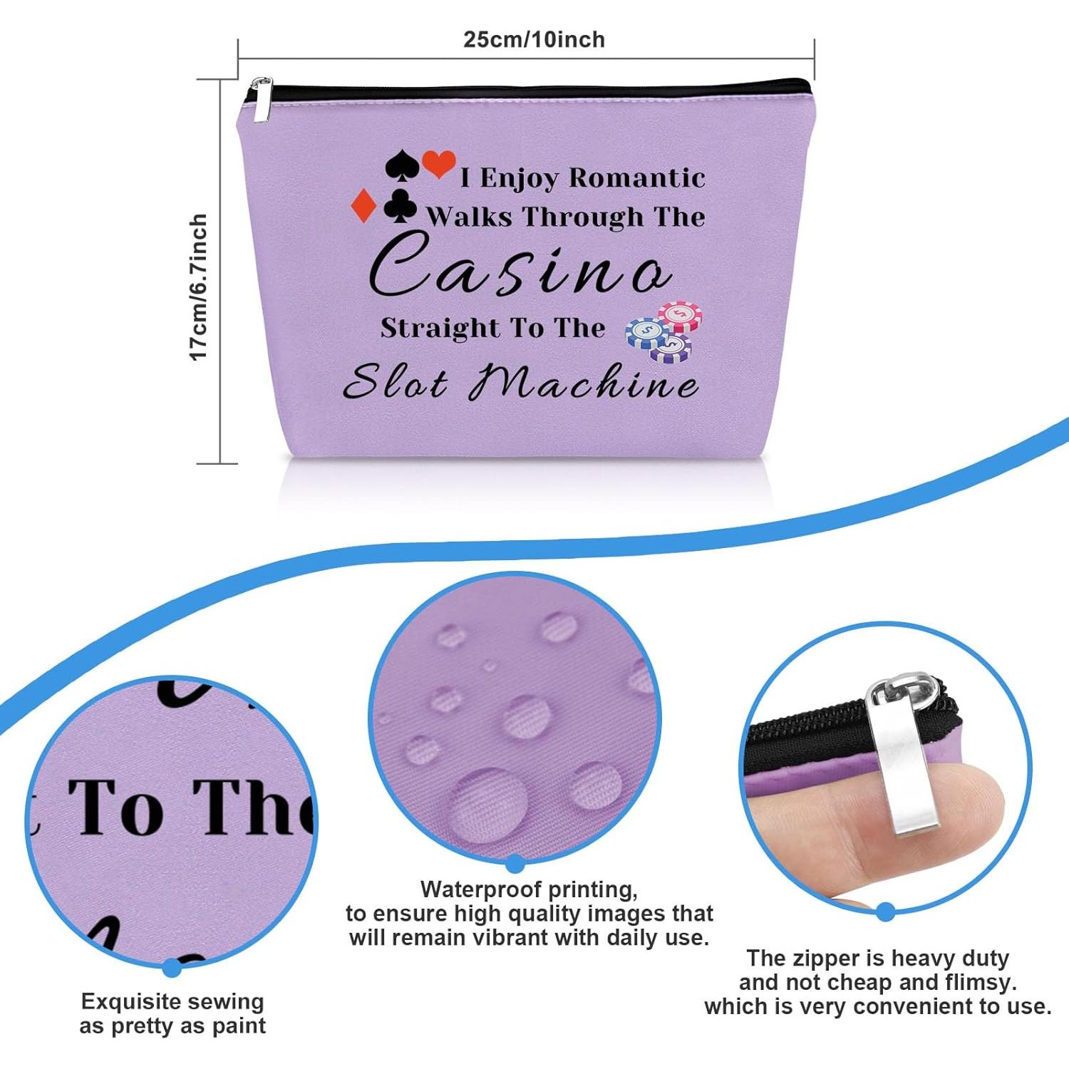 Bolsa de Maquillaje Morada para Jugadores de Casino 25x17cm