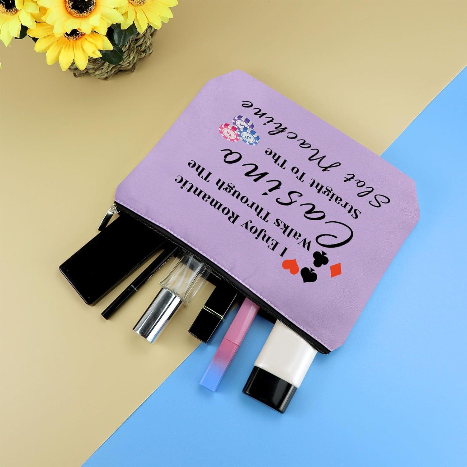 Bolsa de Maquillaje Morada para Jugadores de Casino 25x17cm