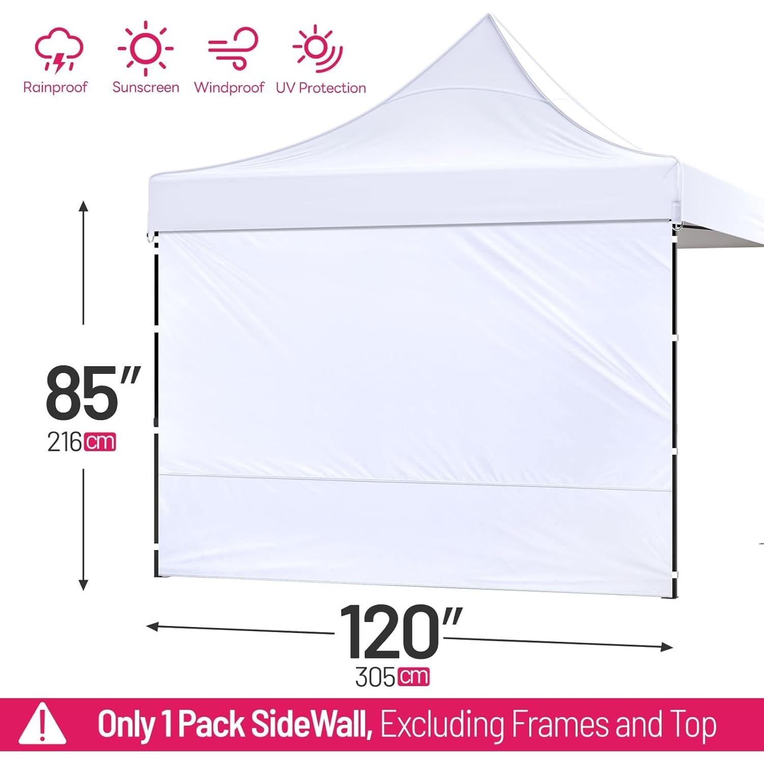 Pared Lateral de Carpa 600D KaKuEike 304.8x218.4cm Blanca