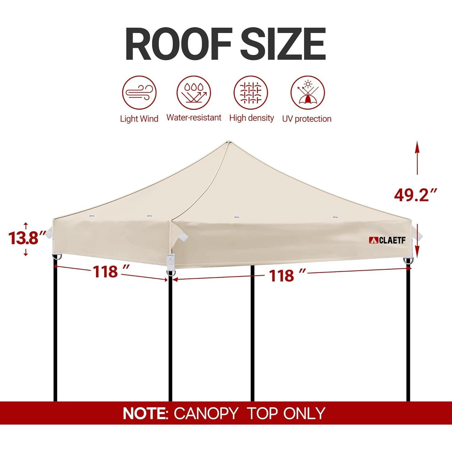 Techo de Reemplazo para Carpa Plegable 10x10 CLAETF Caqui