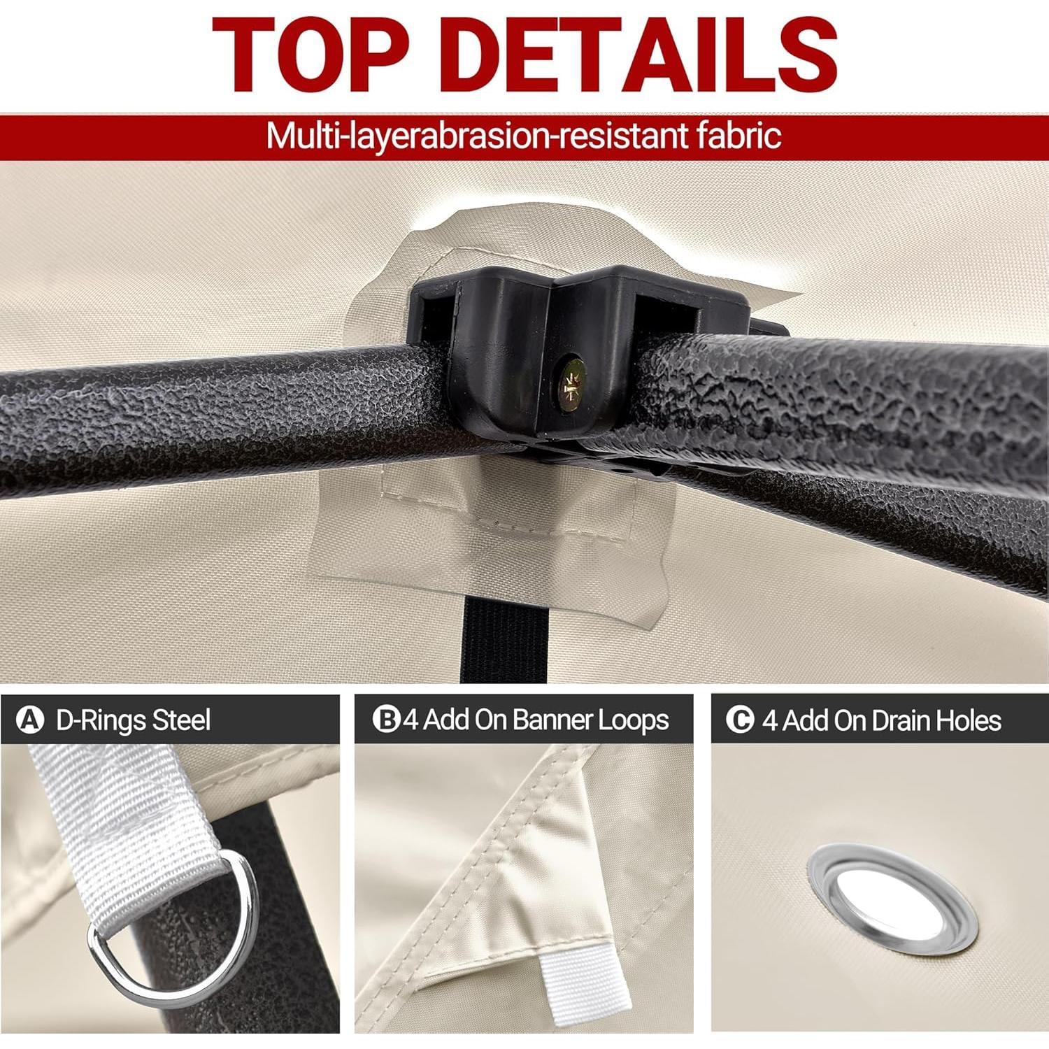 Techo de Reemplazo para Carpa Plegable 10x10 CLAETF Caqui