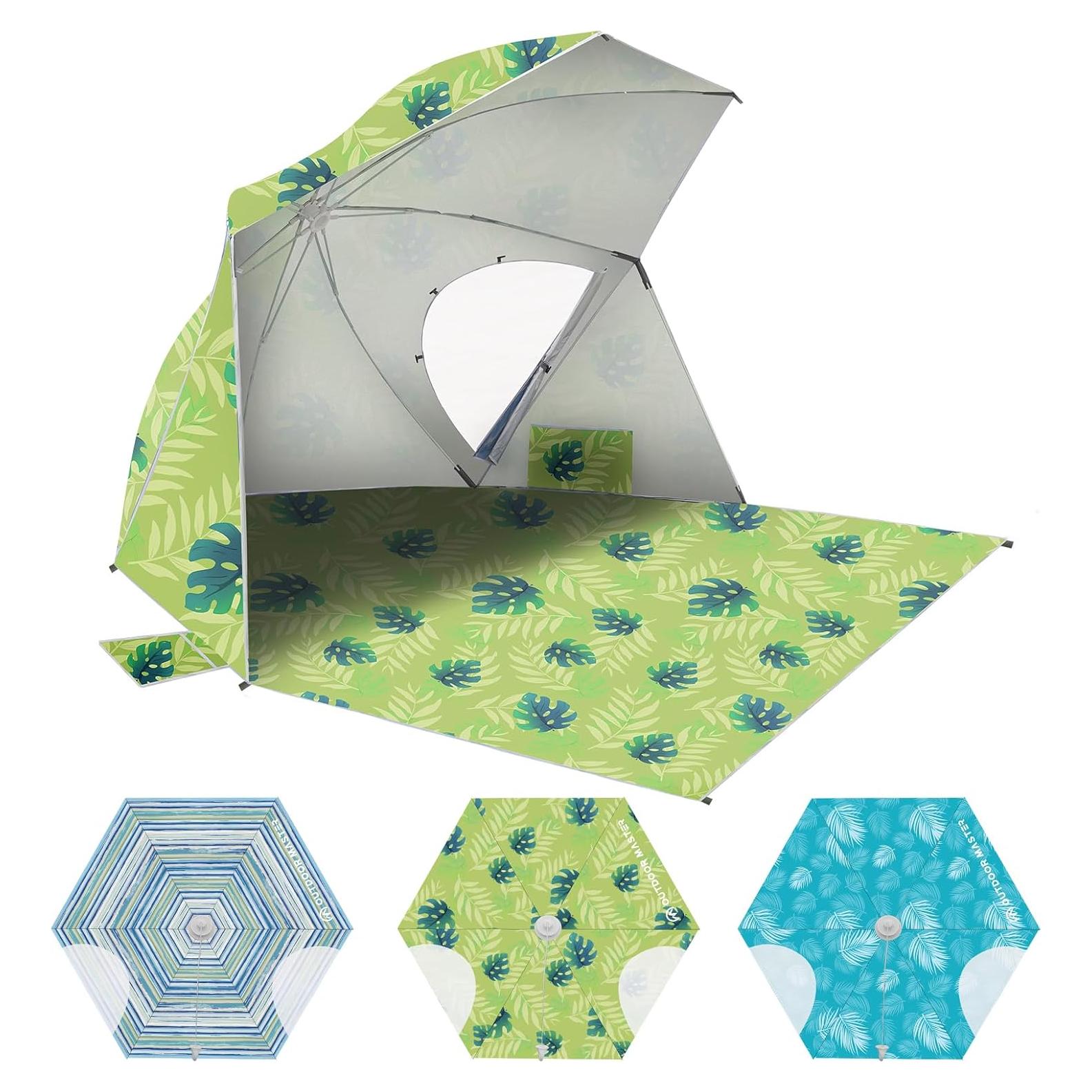 Sombrilla de Playa Pop Up OutdoorMaster 213x279cm UV UPF 50+