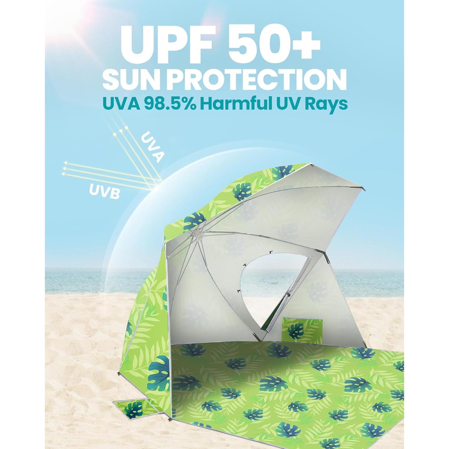 Sombrilla de Playa Pop Up OutdoorMaster 213x279cm UV UPF 50+